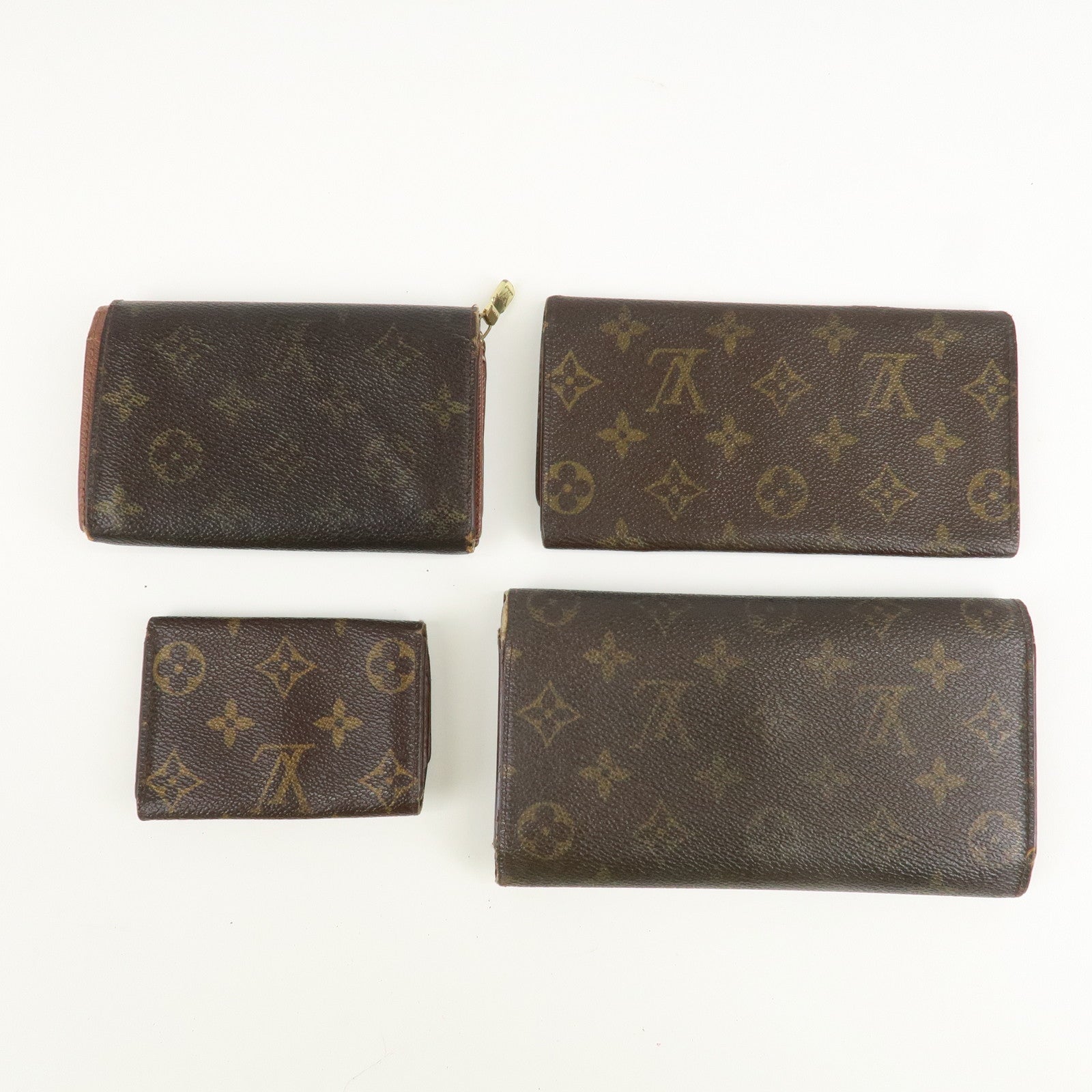 Louis Vuitton Set of 4 Monogram Wallet Key Case M61215 M61735 M62630 M61818 Used
