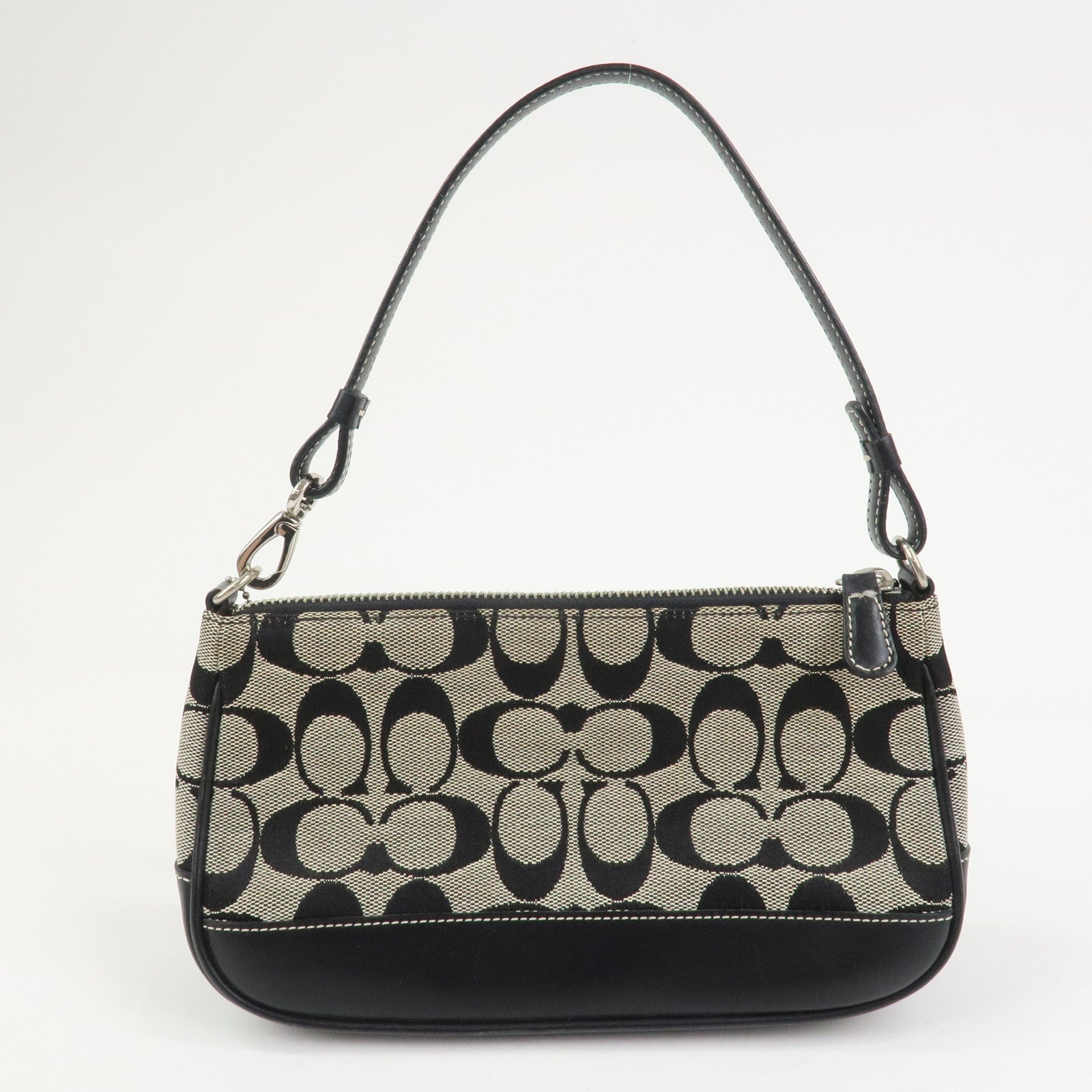 COACH Signature Canvas Leather Set of 2 Hand Bag Black Brown