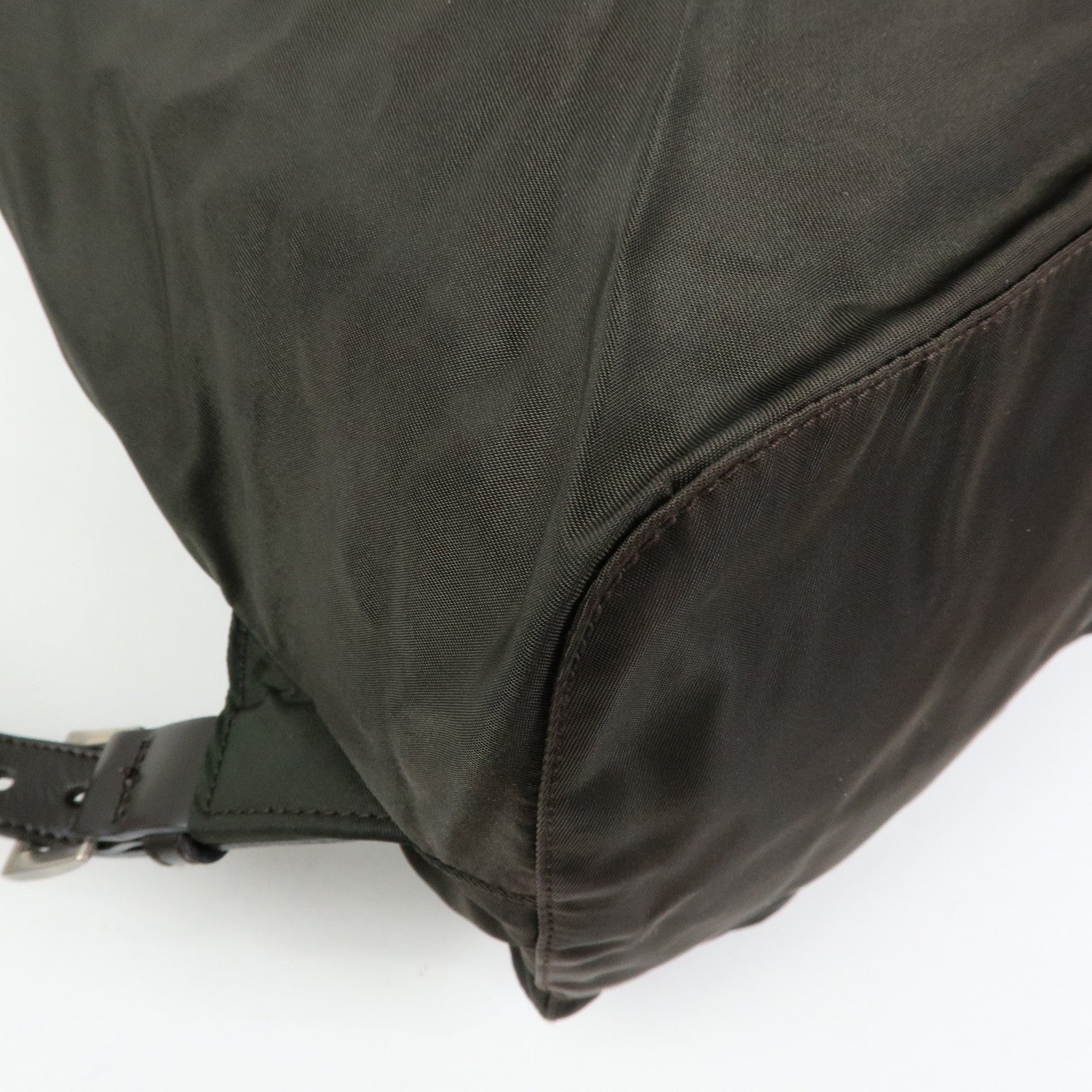 PRADA Triangle Logo Nylon Leather Backpack Rucksack Brown B2811