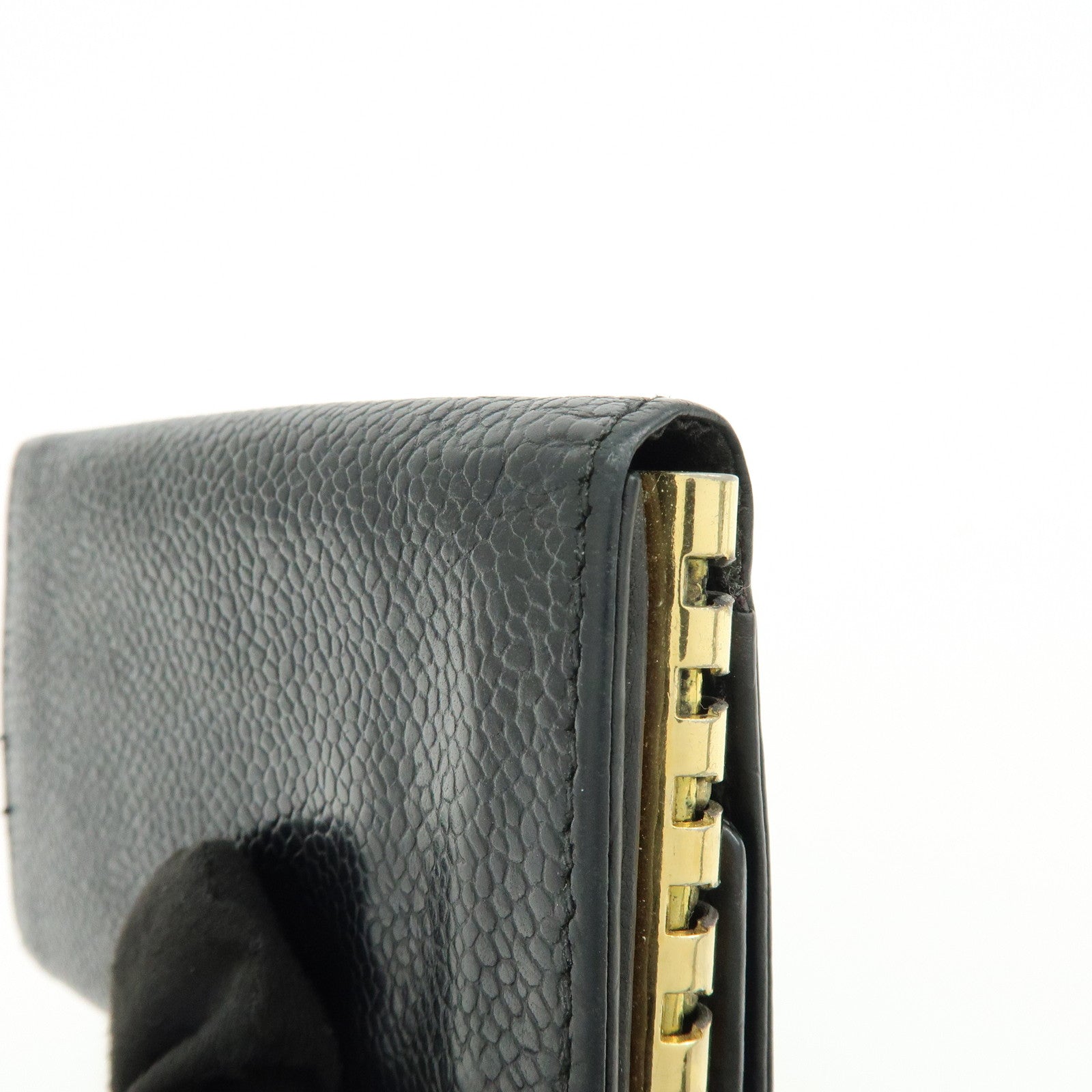 CHANEL COCO Mark Caviarskin 6Rings Key Case Key Holder Black A13502