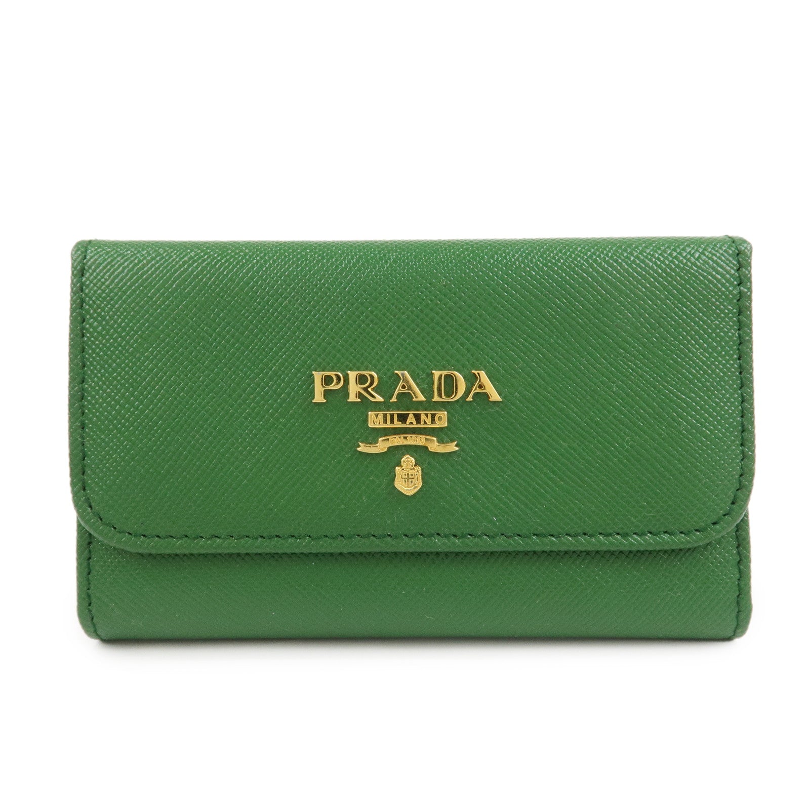 PRADA Logo Saffiano Leather 6 Rings Key Case Green 1M0222