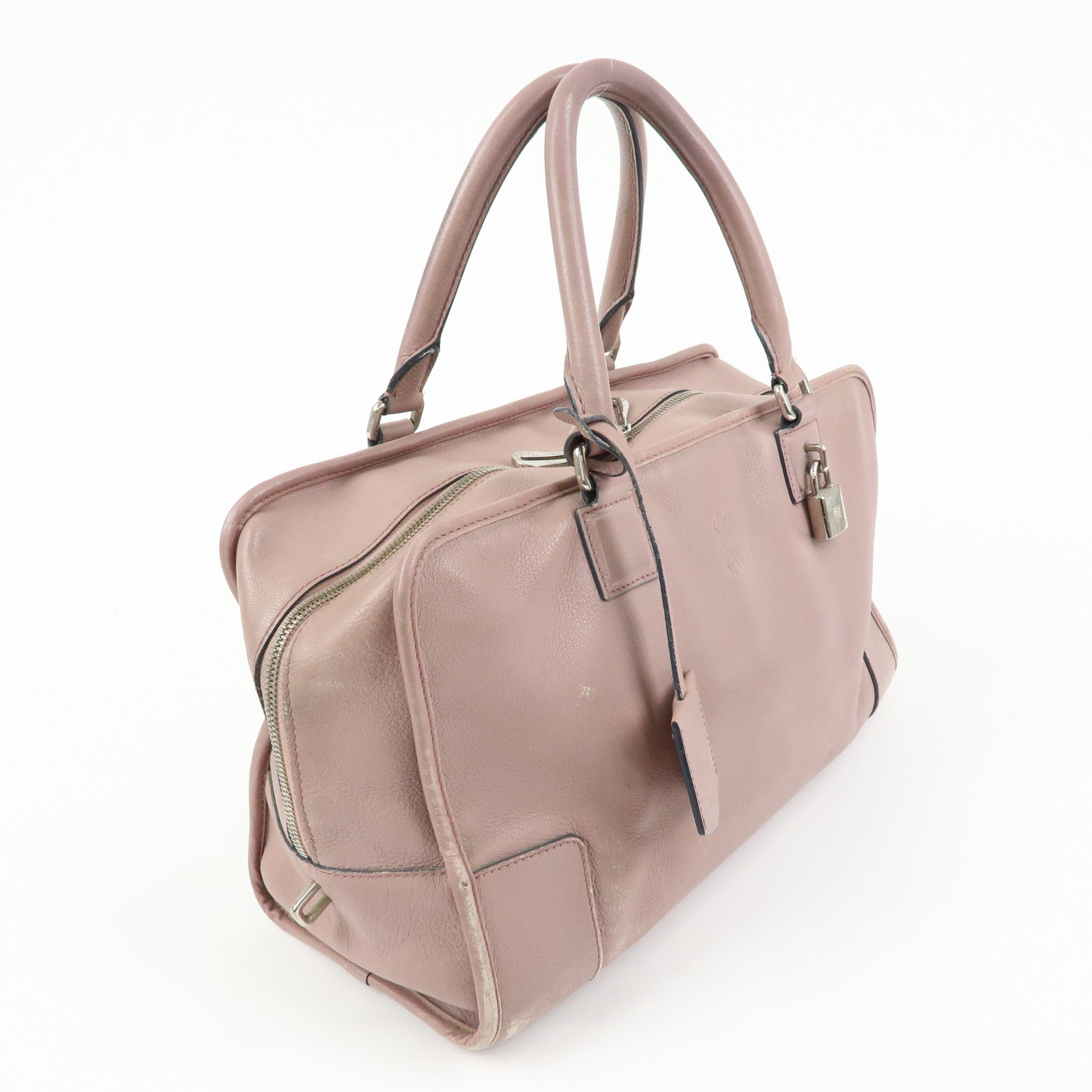 LOEWE Anagram Amazona 36 Leather Hand Bag Boston Bag Pink