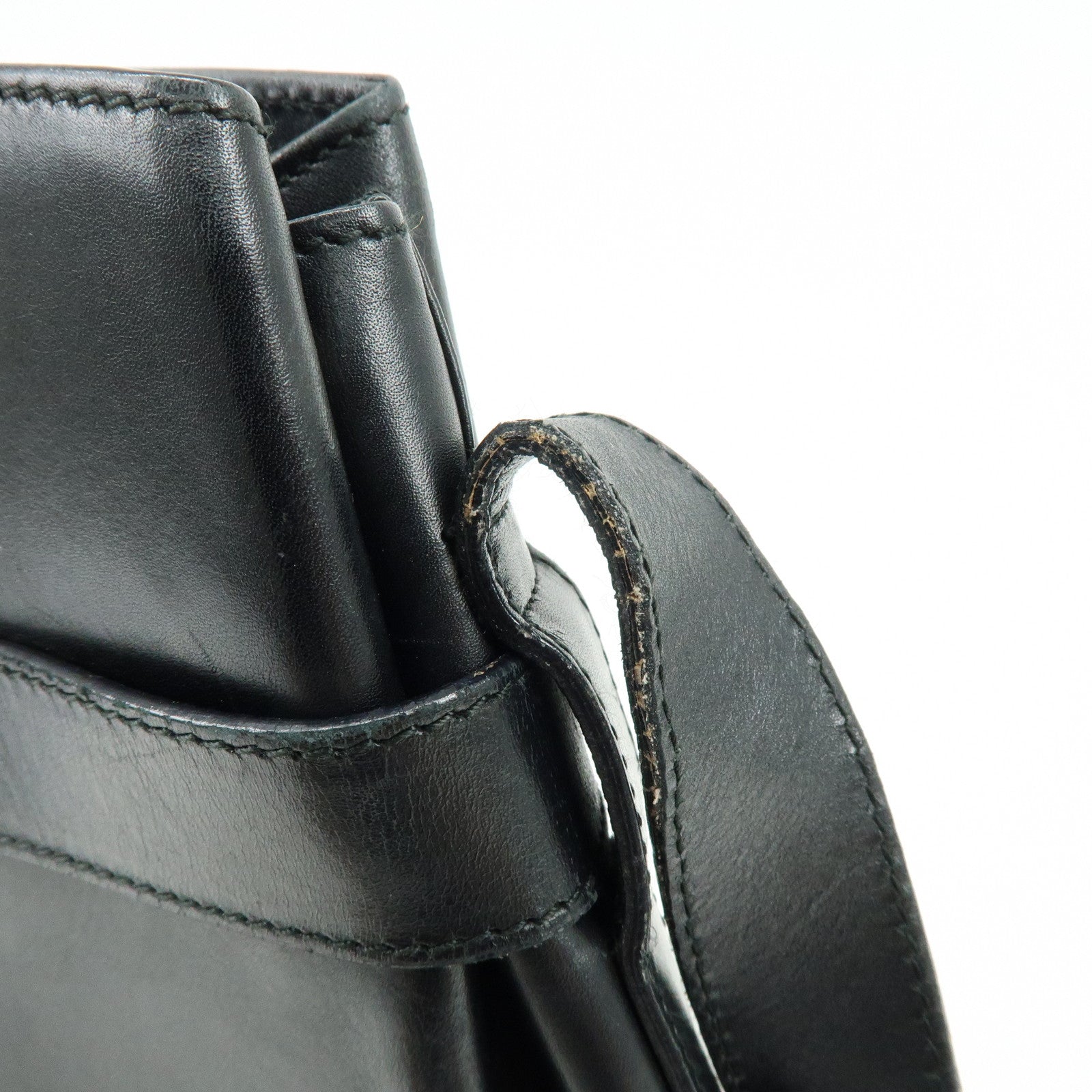 Ferragamo Gancini Leather Shoulder Bag Hand Bag Black