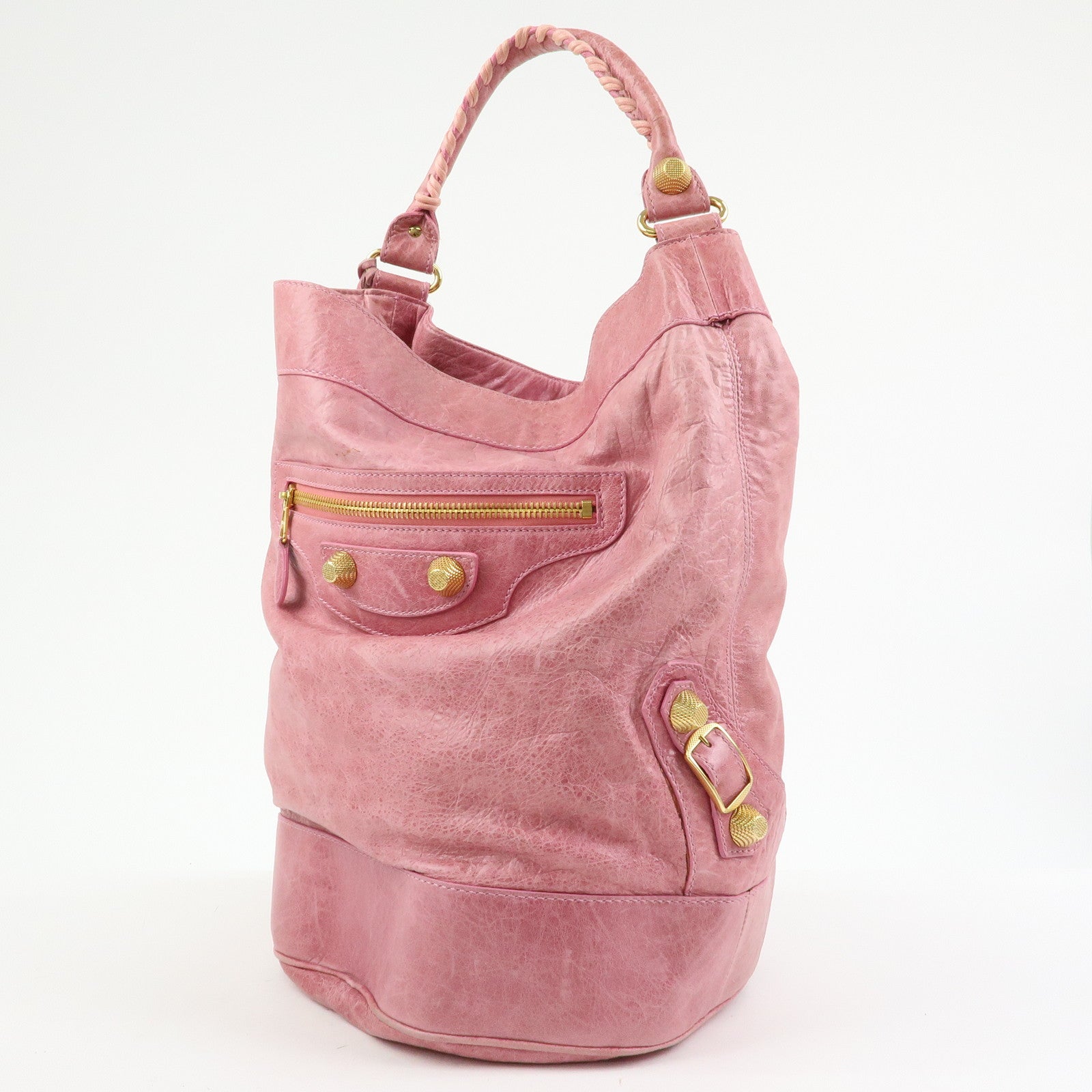 BALENCIAGA Giant 21 Bucket Bag Leather Shoulder Bag Pink 192913