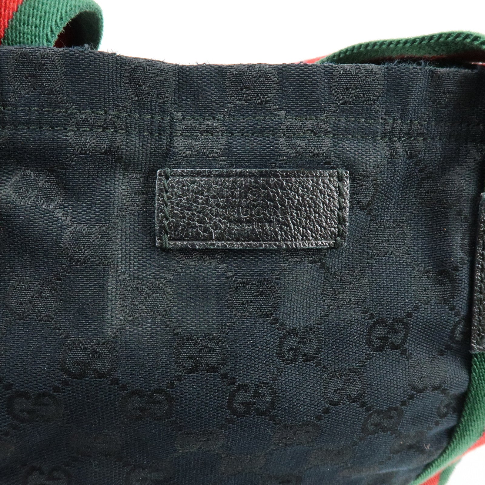 GUCCI Sherry GG Canvas Leather Tote Bag Shoulder Bag Black