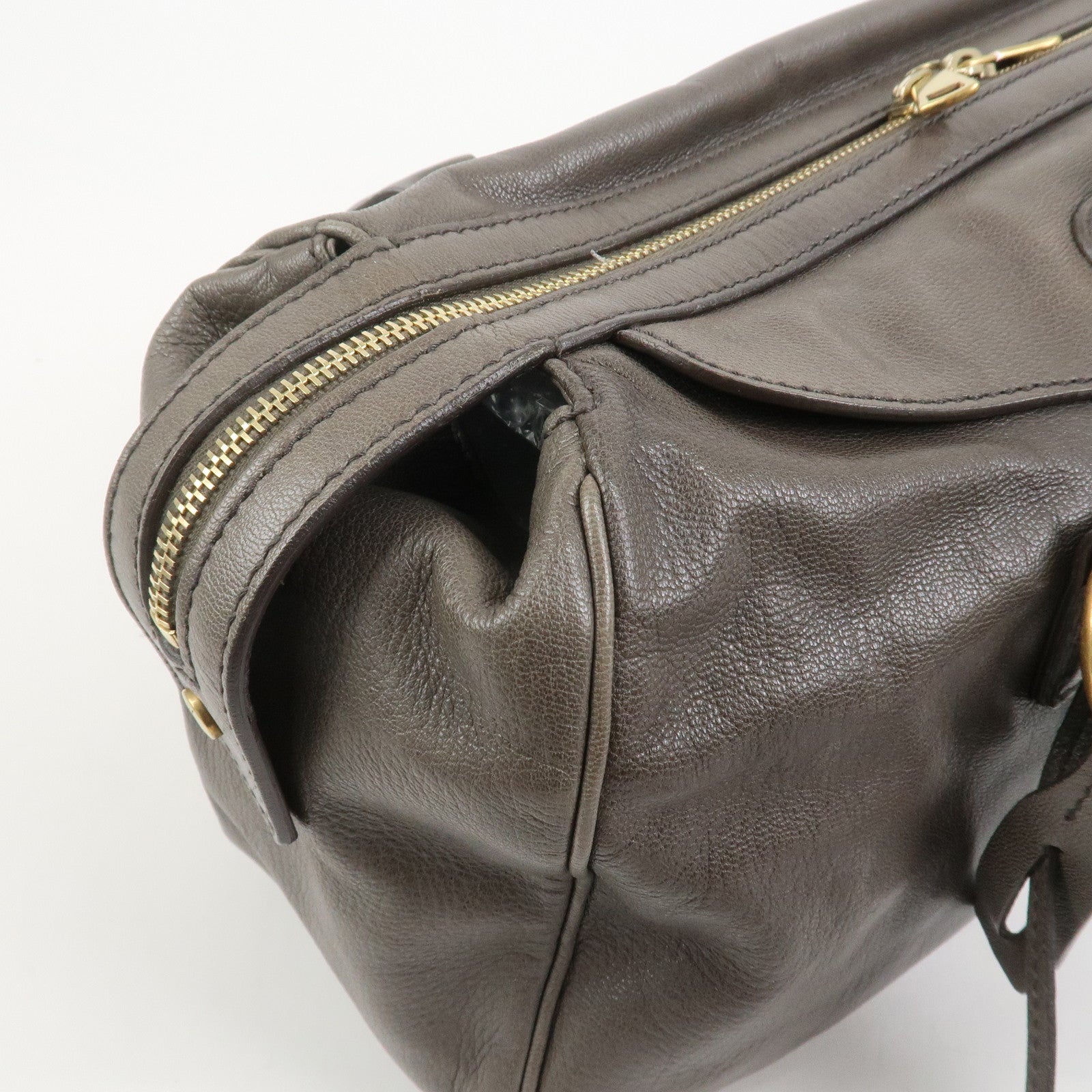 SAINT LAURENT PARIS Muse Leather Shoulder Bag Hand Bag Gray 168269