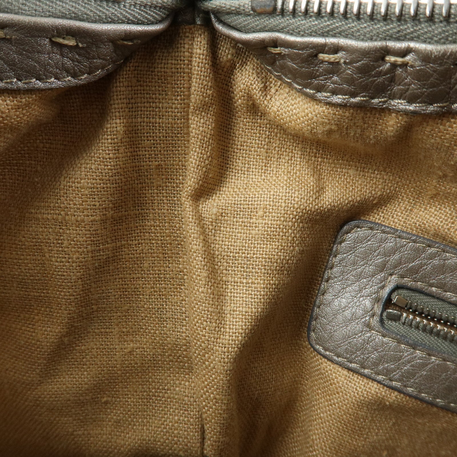 FENDI Selleria Leather Shoulder Crossbody Bag Metallic Grey 8BT109