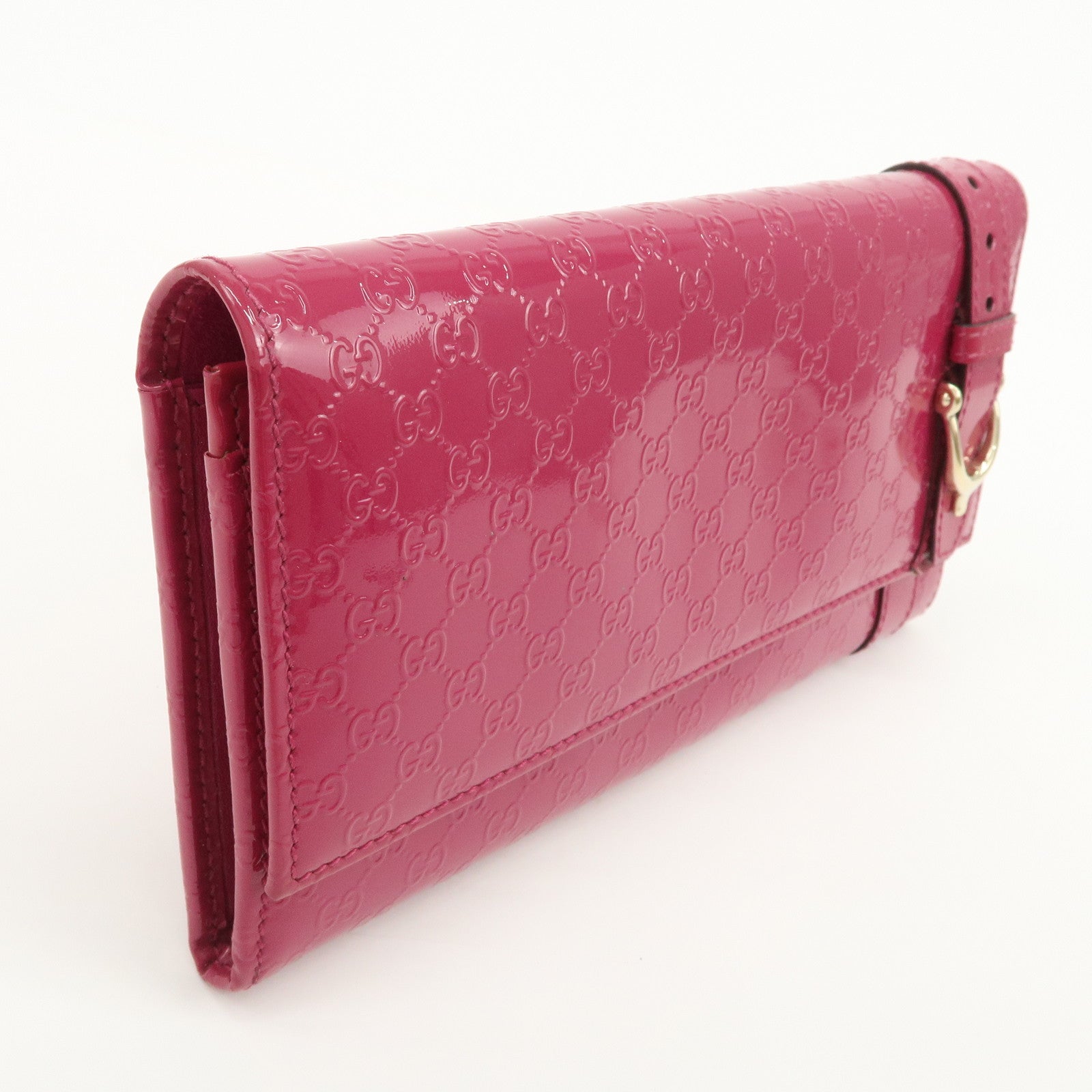 GUCCI Nice Micro Guccissima Patent Leather Long Wallet Pink 309760