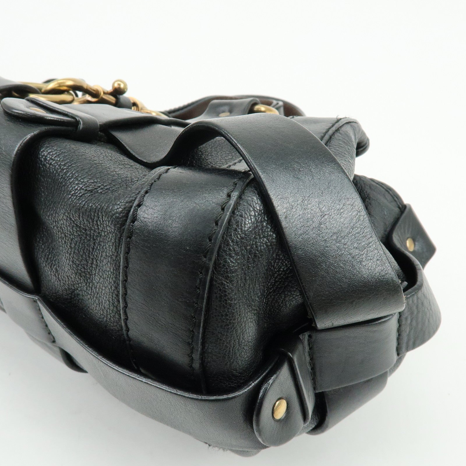 Chloe Kerala  Leather Tote Bag Hand Bag Horseshoe Charm Black