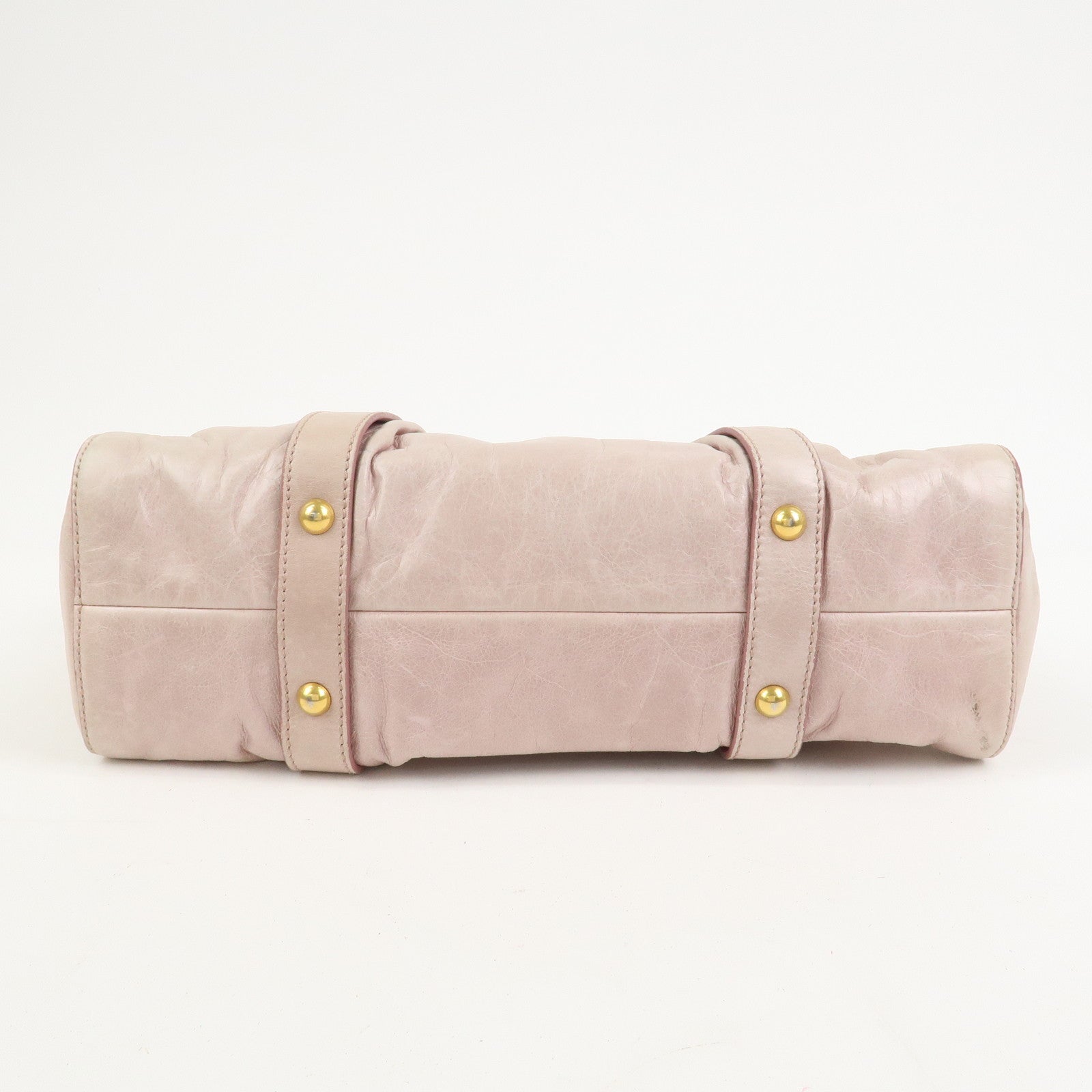 MIU MIU Logo Leather 2Way Bag Shoulder Bag Hand Bag Pink RT0383