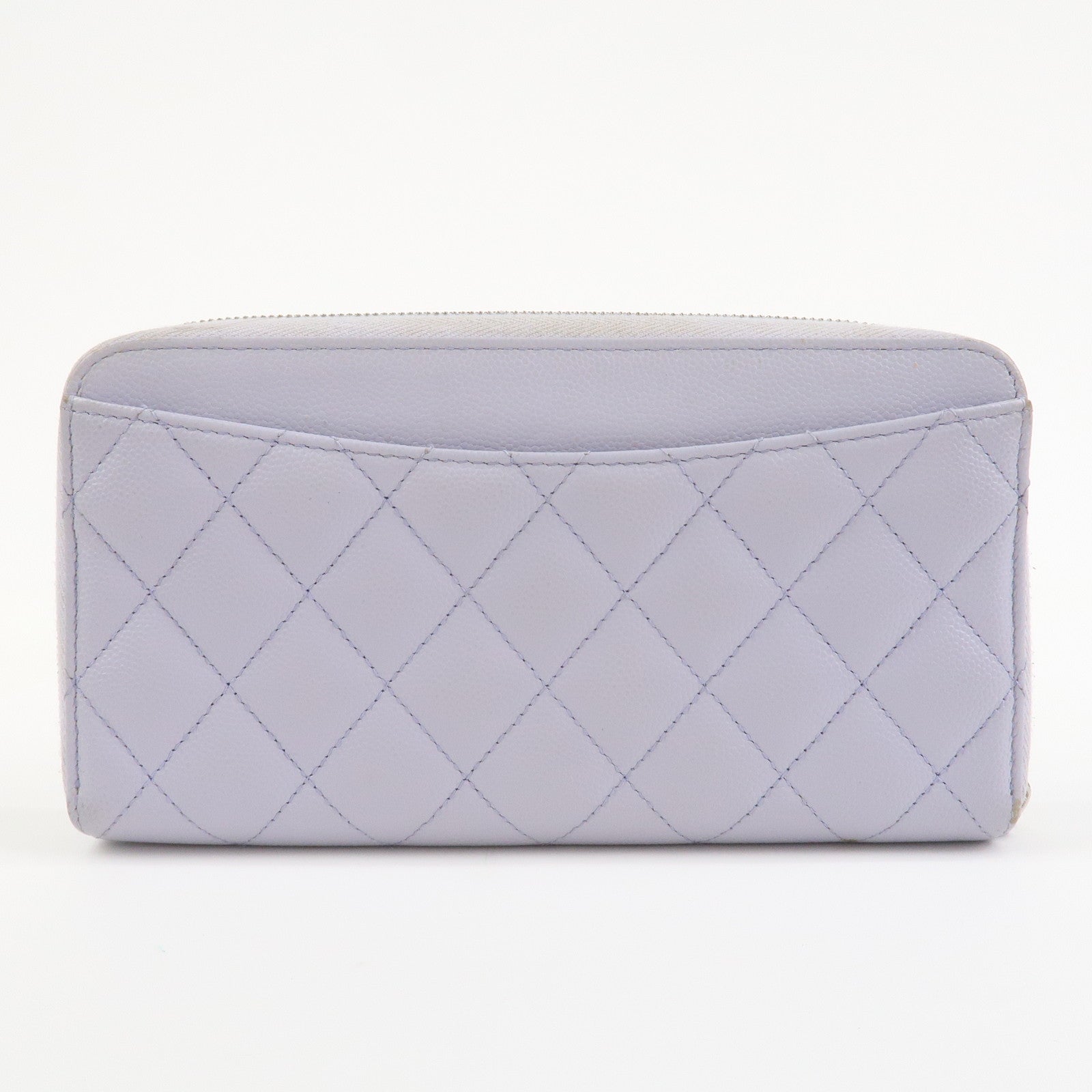 CHANEL Matelasse Caviarskin Round Zippy Wallet Lavender AP0242