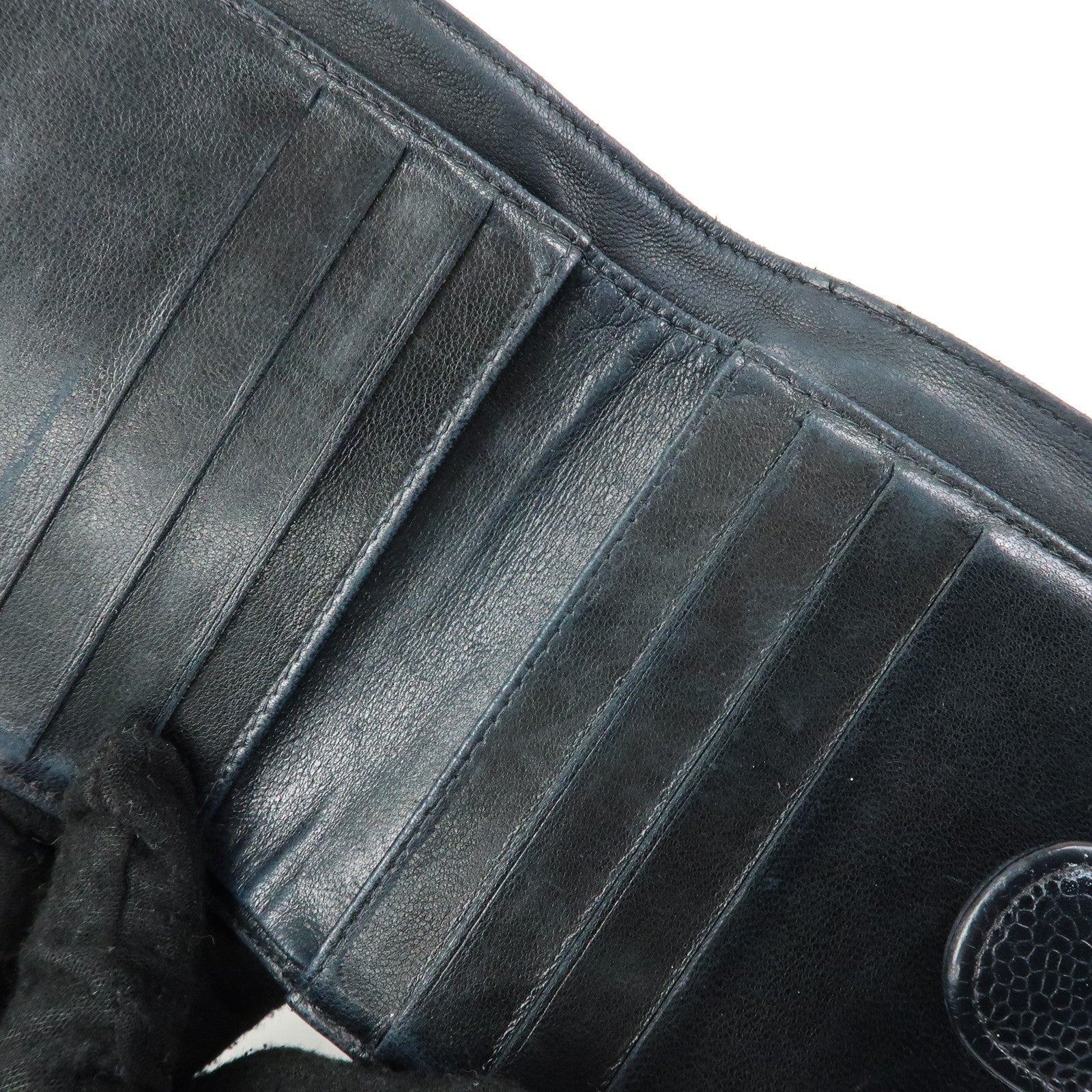 CHANEL COCO Mark Cavairskin Compact Wallet Black