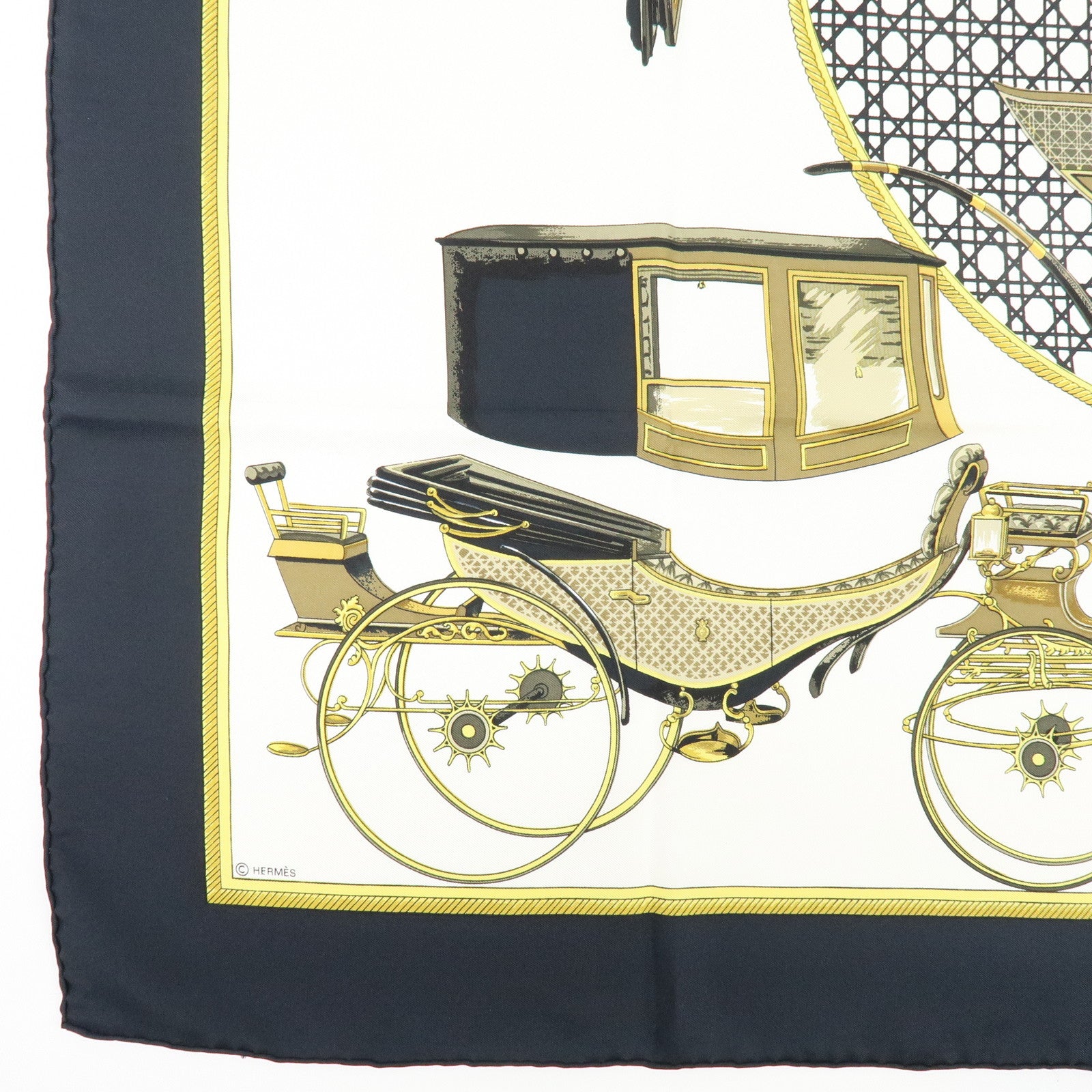 HERMES Carre 90 Silk 100% Scarf LES VOITURES A TRANSFORMATION
