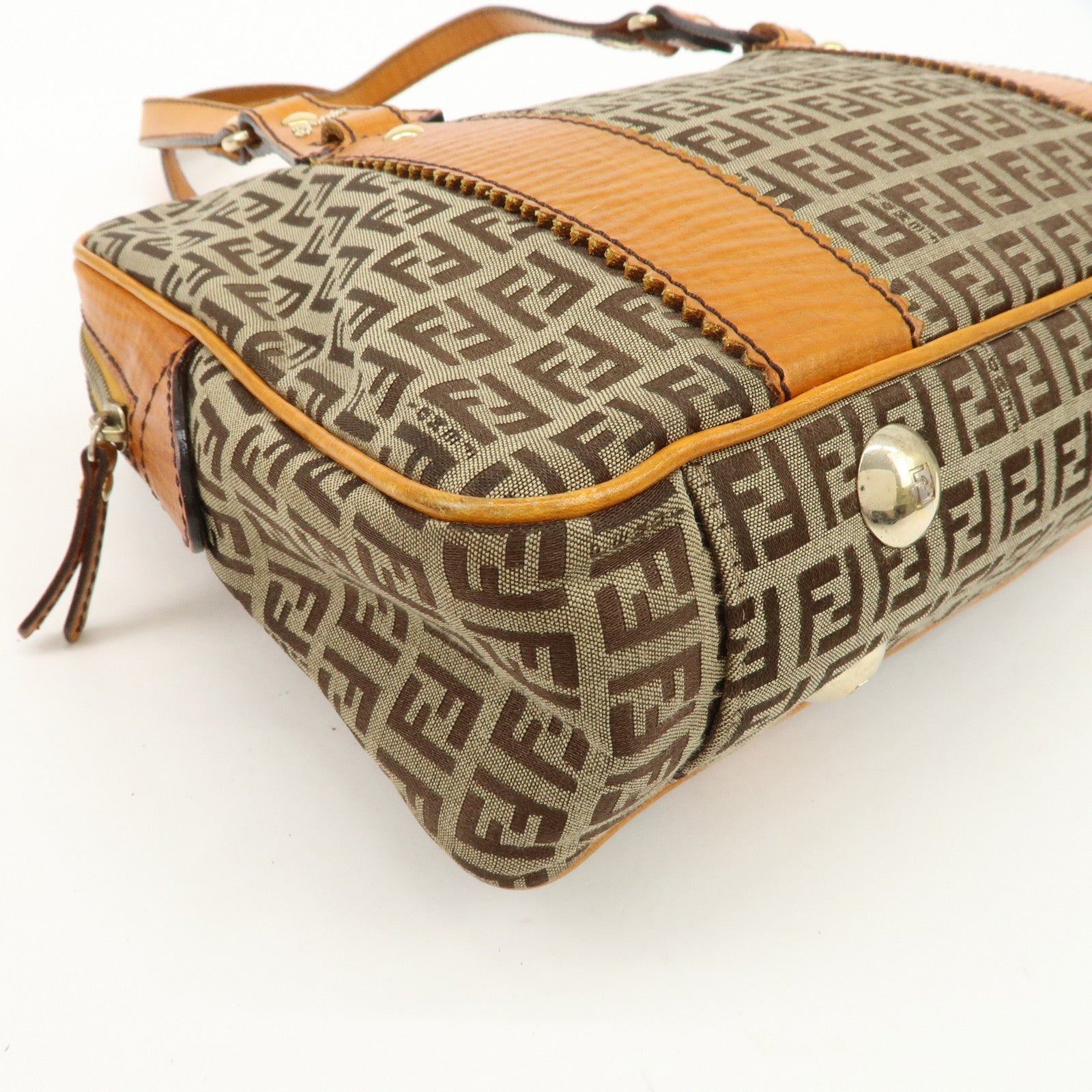 FENDI Zucchino Canvas Shoulder Bag Shoulder Bag Brown 8BN161