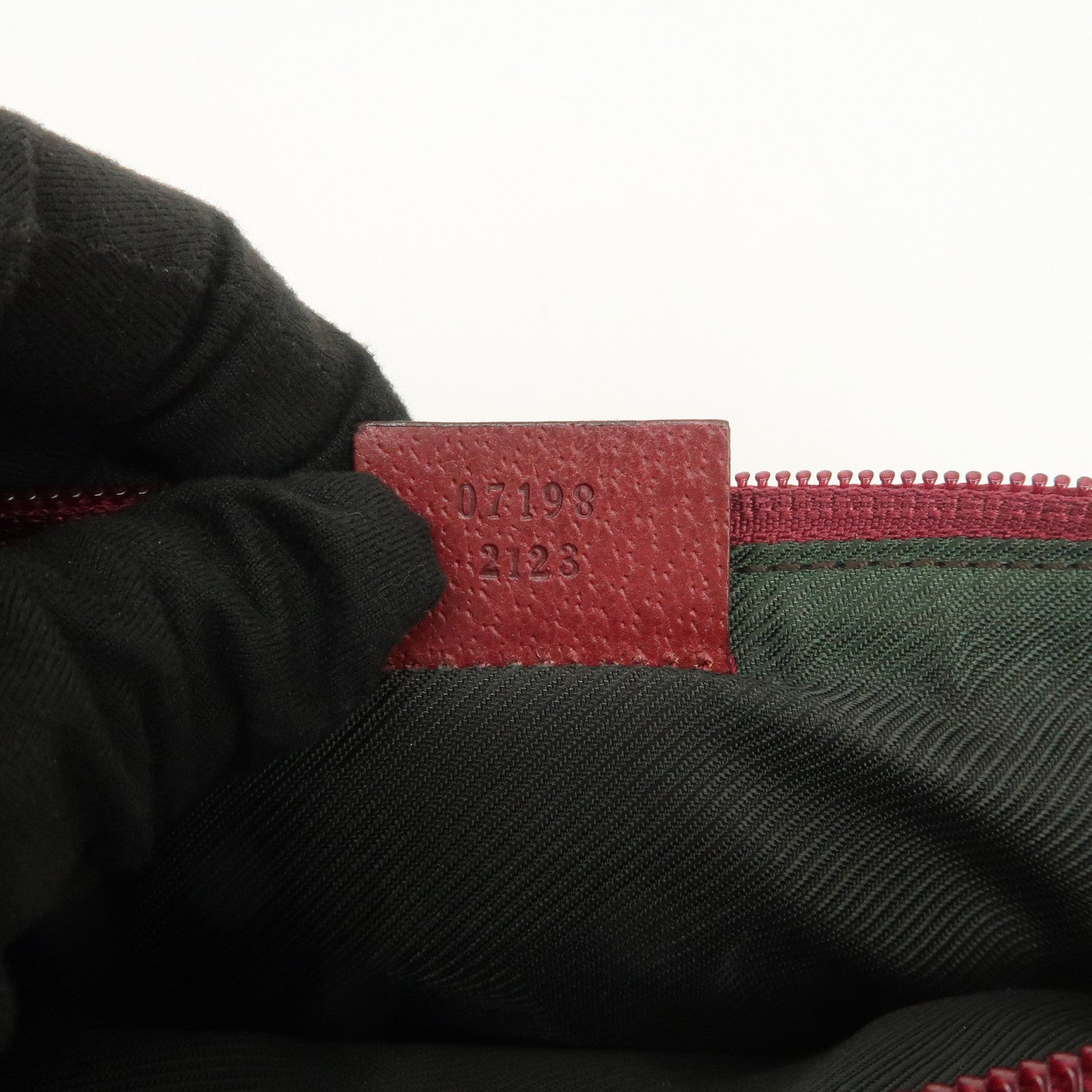 GUCCI Boat Bag GG Canvas Leather Hand Bag Pouch Beige Red 07198