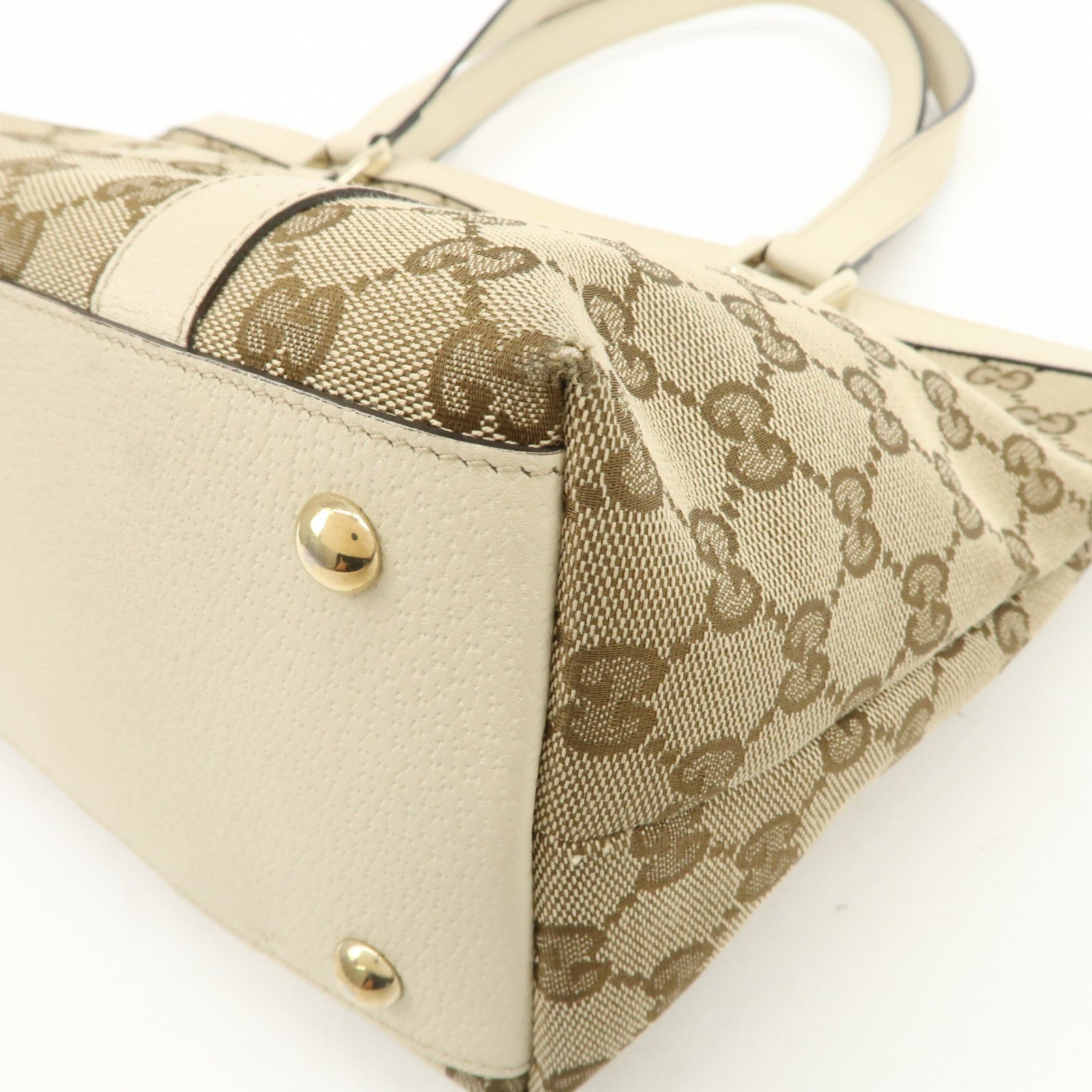 GUCCI Abbey GG Canvas Leather Tote Bag Shoulder Bag Brown 141470