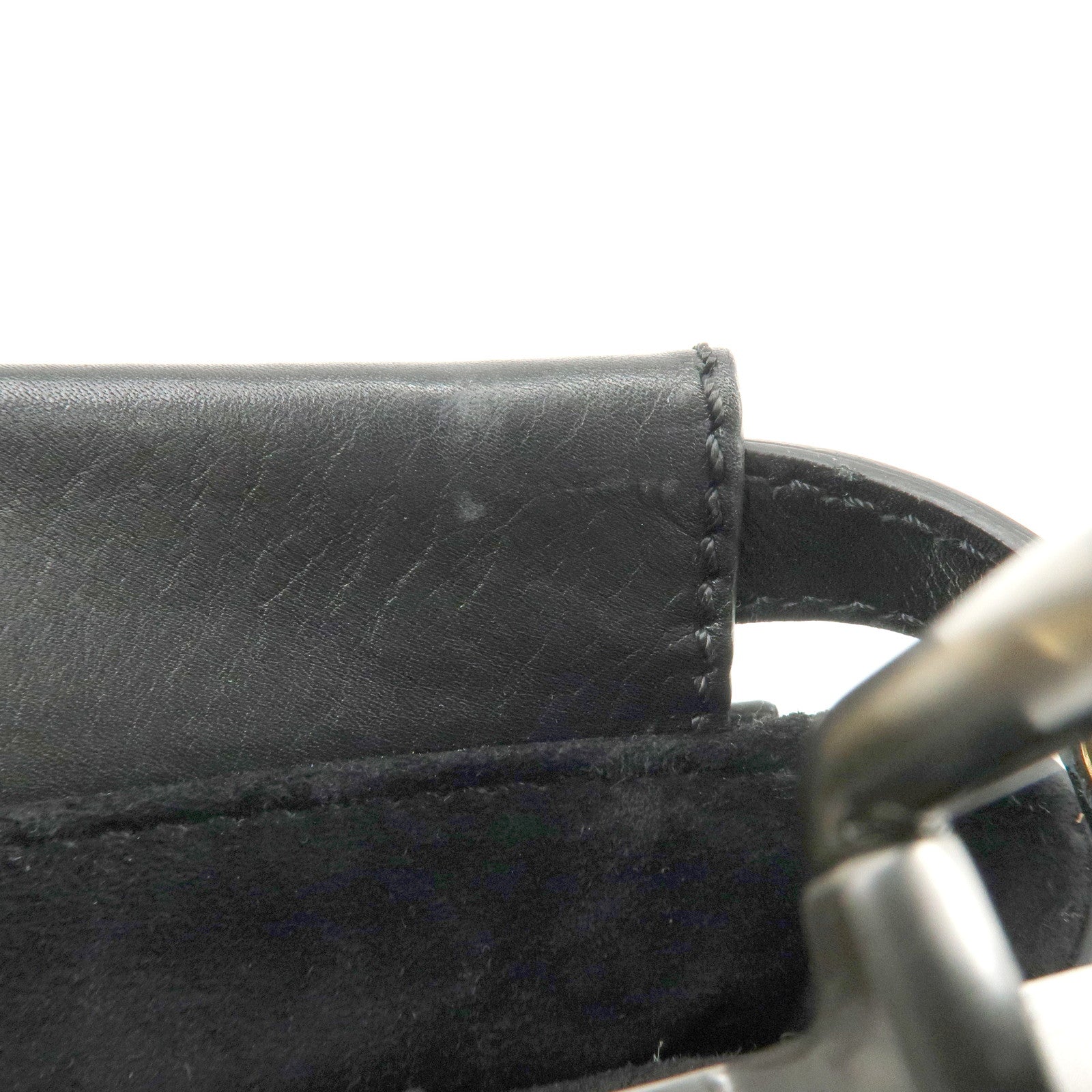 FENDI Peekaboo Leather 2Way Bag Hand Bag Shoulder Bag Black 8BN227