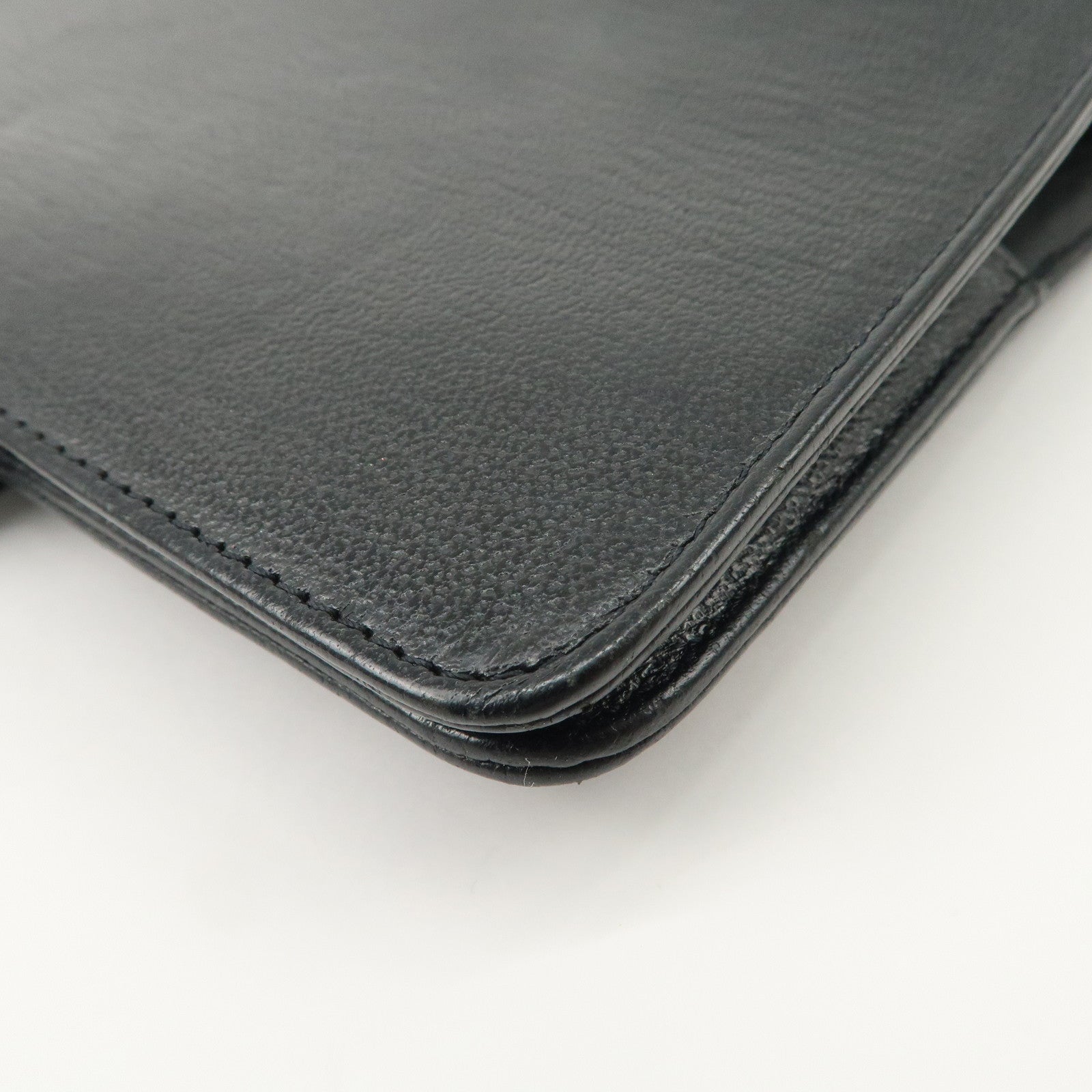 CHANEL COCO Mark Leather Planner Cover Black Gold Hardware Used