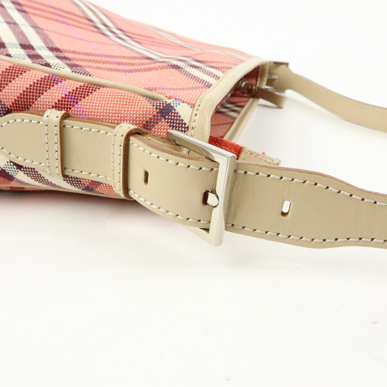 BURBERRY Blue Label Canvas Leather Shoulder Bag Hand Bag Pink Beige