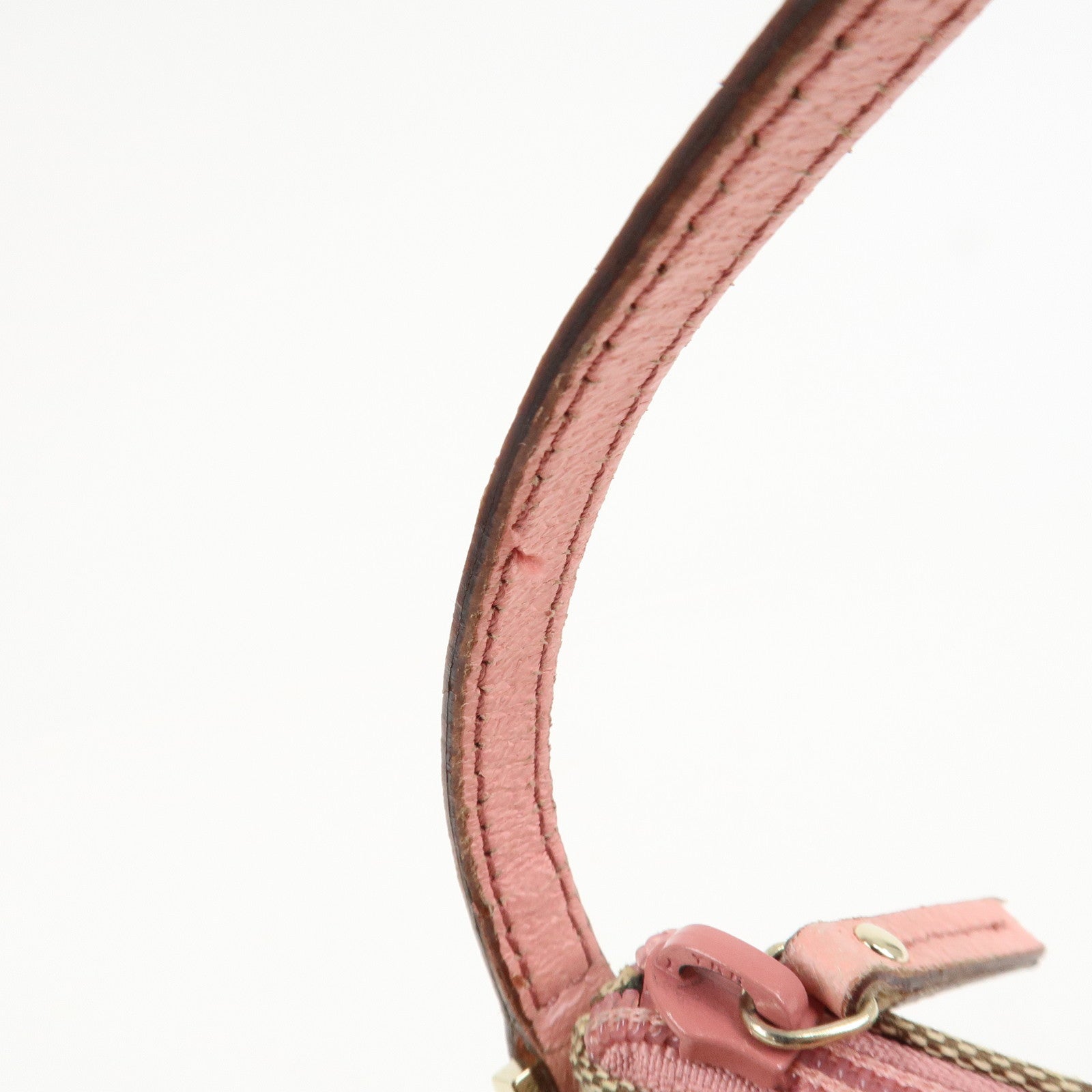 GUCCI Boat Bag GG Canvas Leather Hand Bag Beige Pink 07198