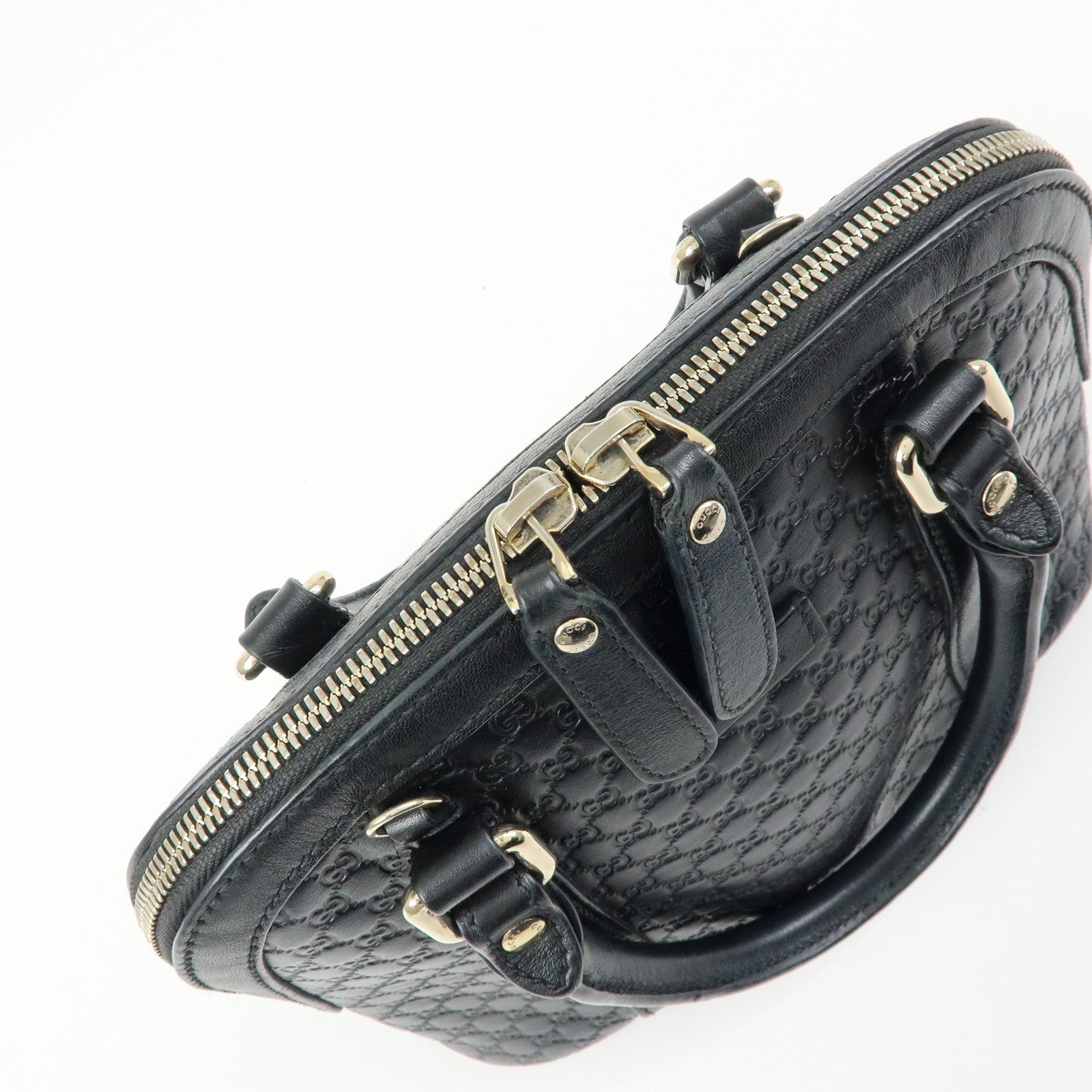 GUCCI Microguccissima Leather 2Way Bag Hand Bag Black 449654