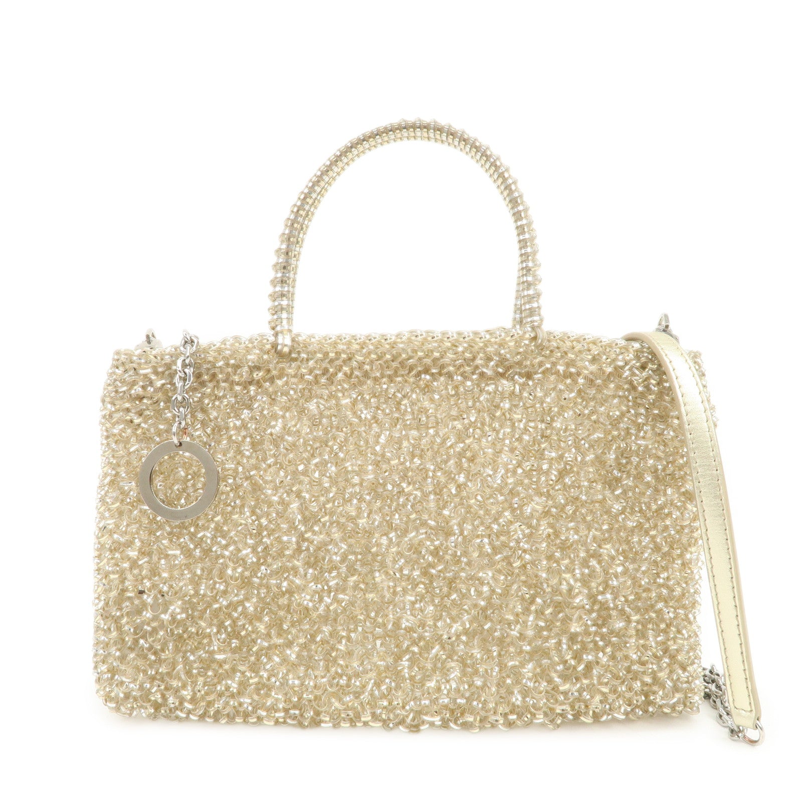 ANTEPRIMA PVC 2Way Bag Hand Bag Chain Shoulder Bag Champagne Gold