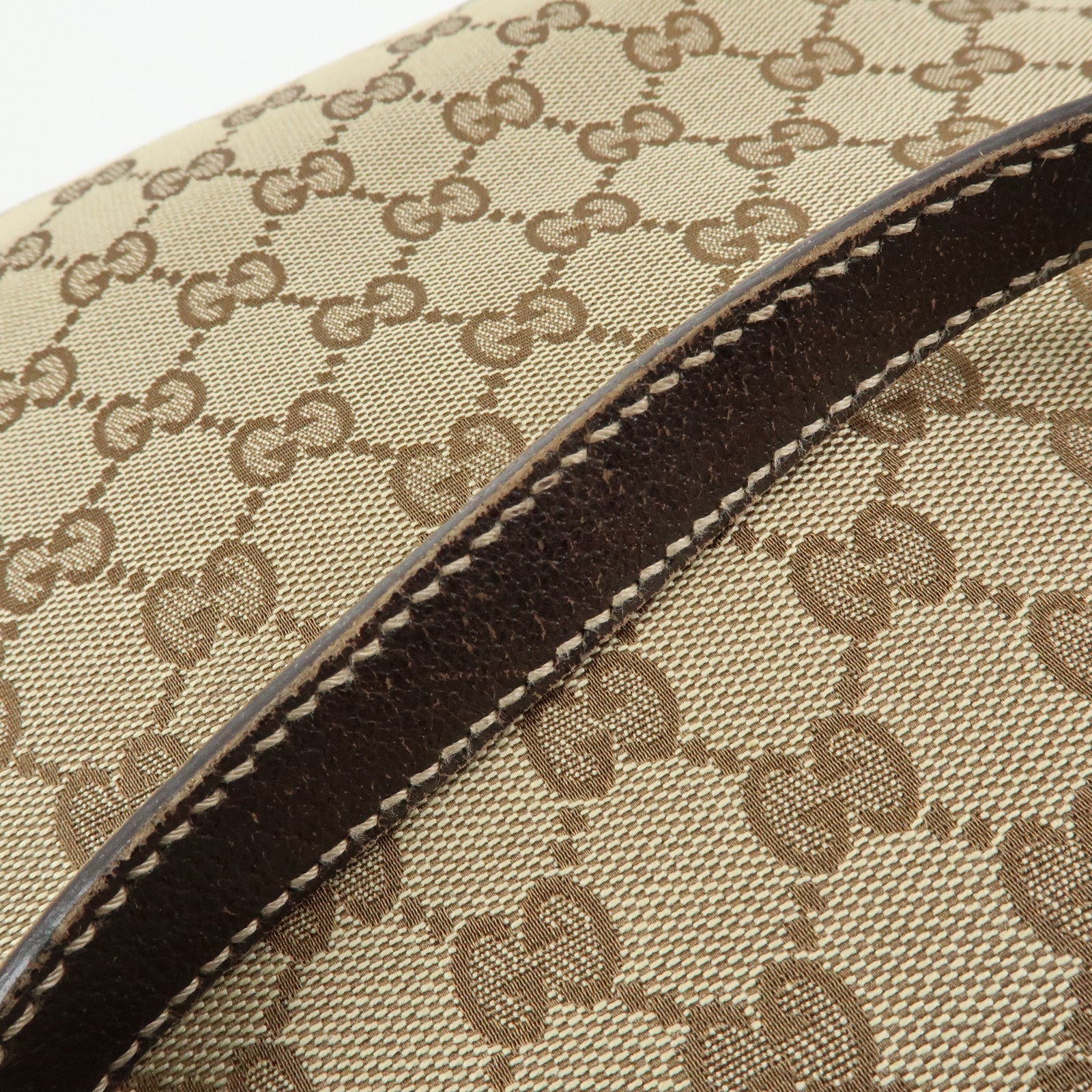 GUCCI GG Canvas Leather Tote Bag Shoulder Bag Beige Brown 153009