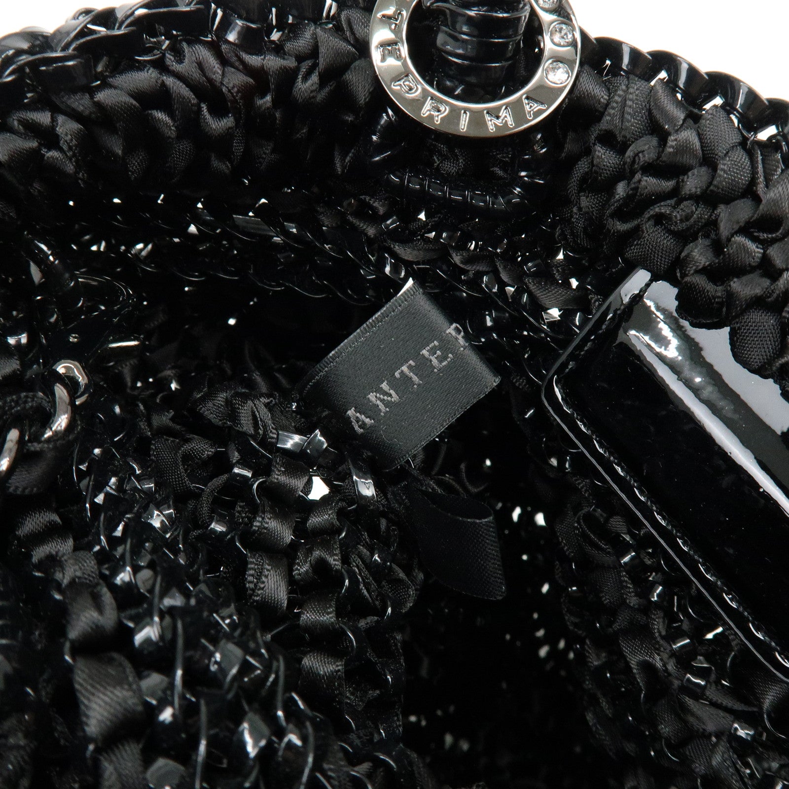 ANTEPRIMA PVC Wire Bag Ribbon 2Way Bag Hand Bag Black