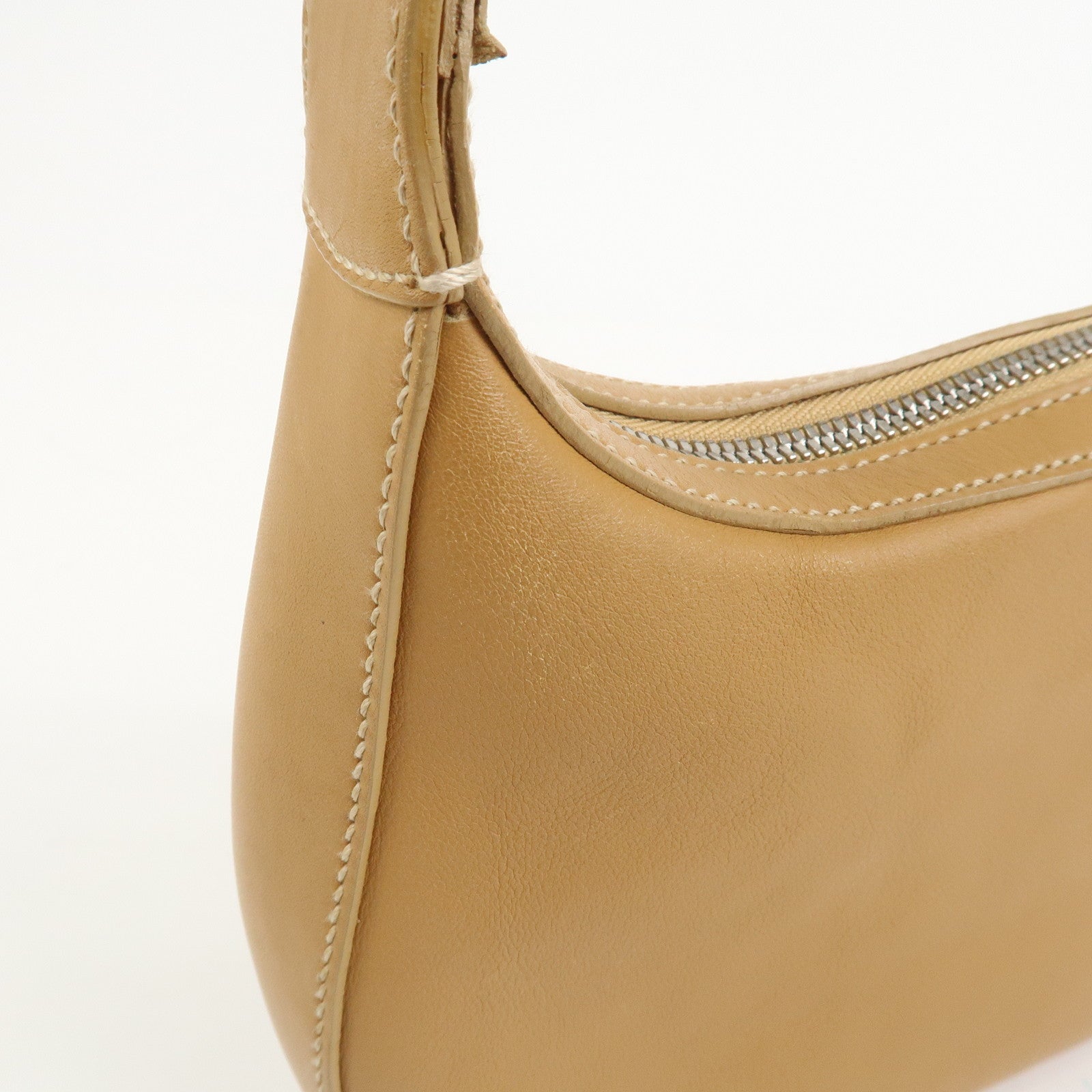 Ferragamo Gancini Leather Shoulder Bag Hand Bag Light Brown