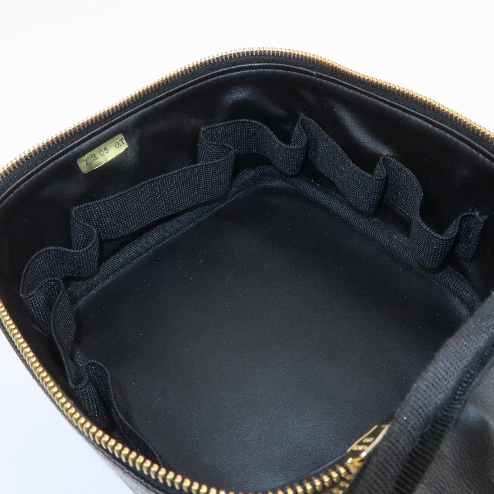 CHANEL Caviarskin COCO Mark Vanity Bag Hand Bag Black A01997
