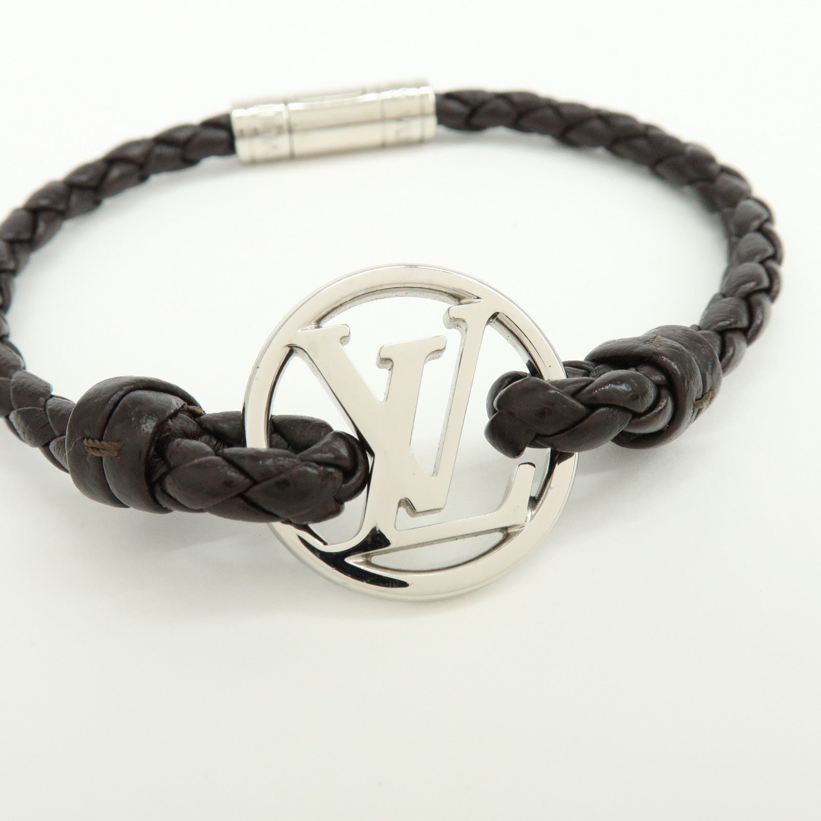 Louis Vuitton Bracelet LV Circle Leather Metal Bracelet Black M6188