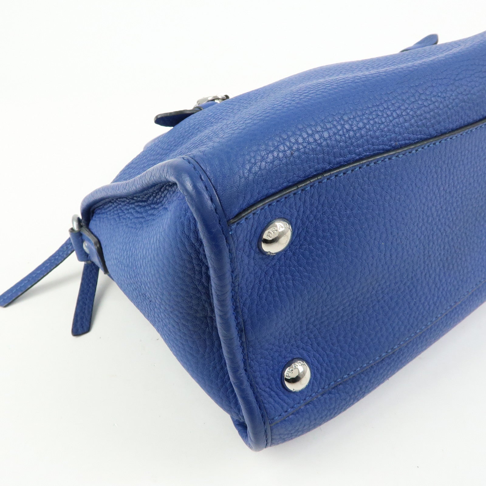 PRADA Leather 2Way Bag Hand Bag Shoulder Bag Blue BL0805