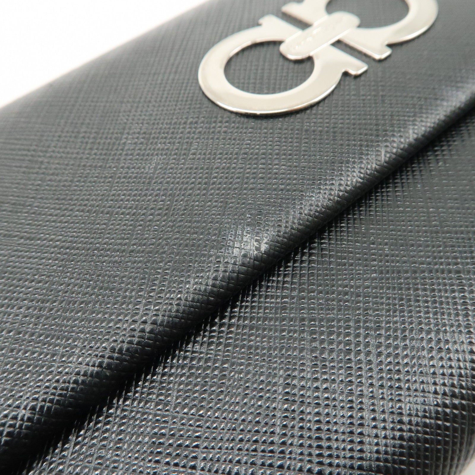 Ferragamo Gancini Vara Ribbon Set of 2 Wallet Black Pink