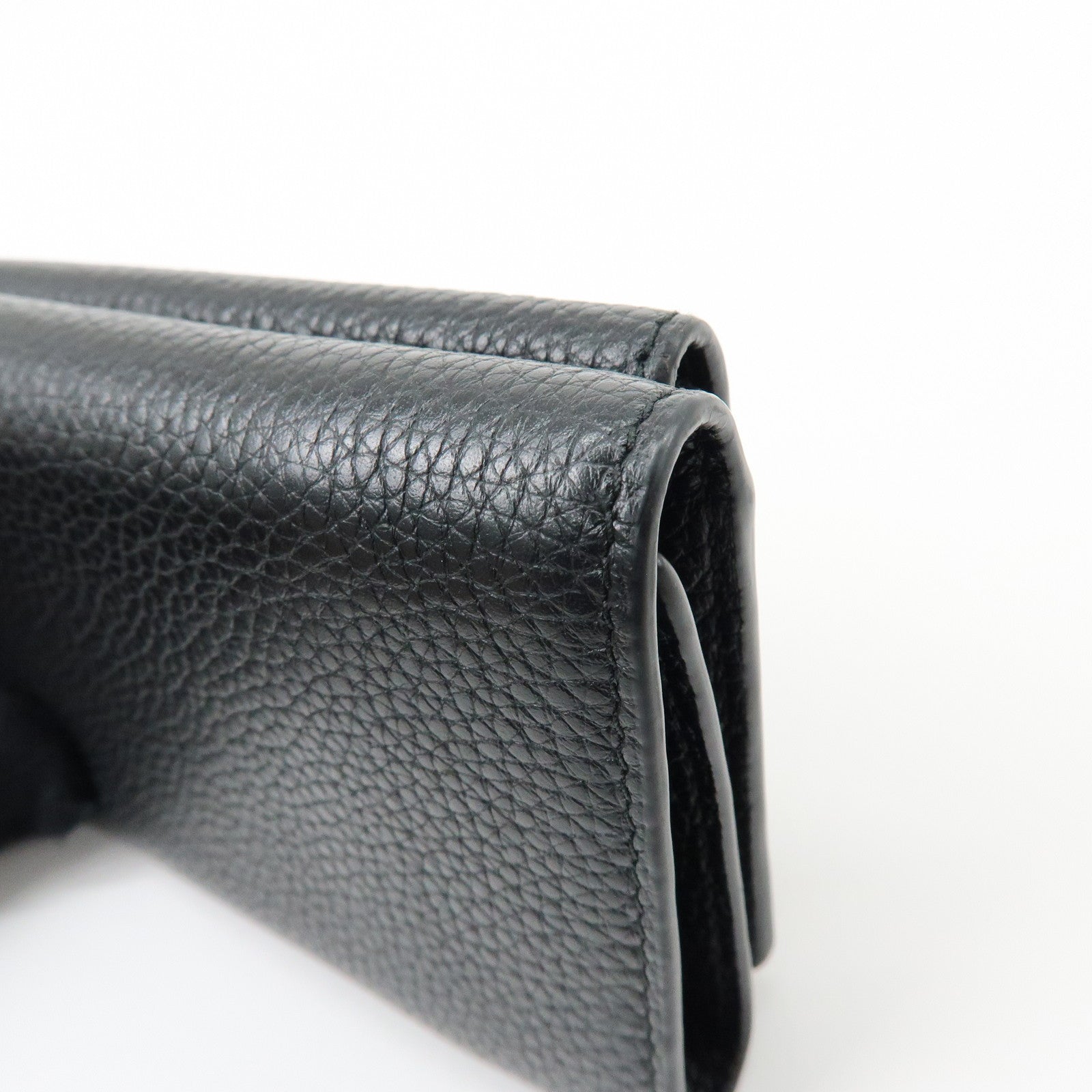 PRADA Logo Saffiano Leather Tri-fold Compact Wallet Black 1MH021