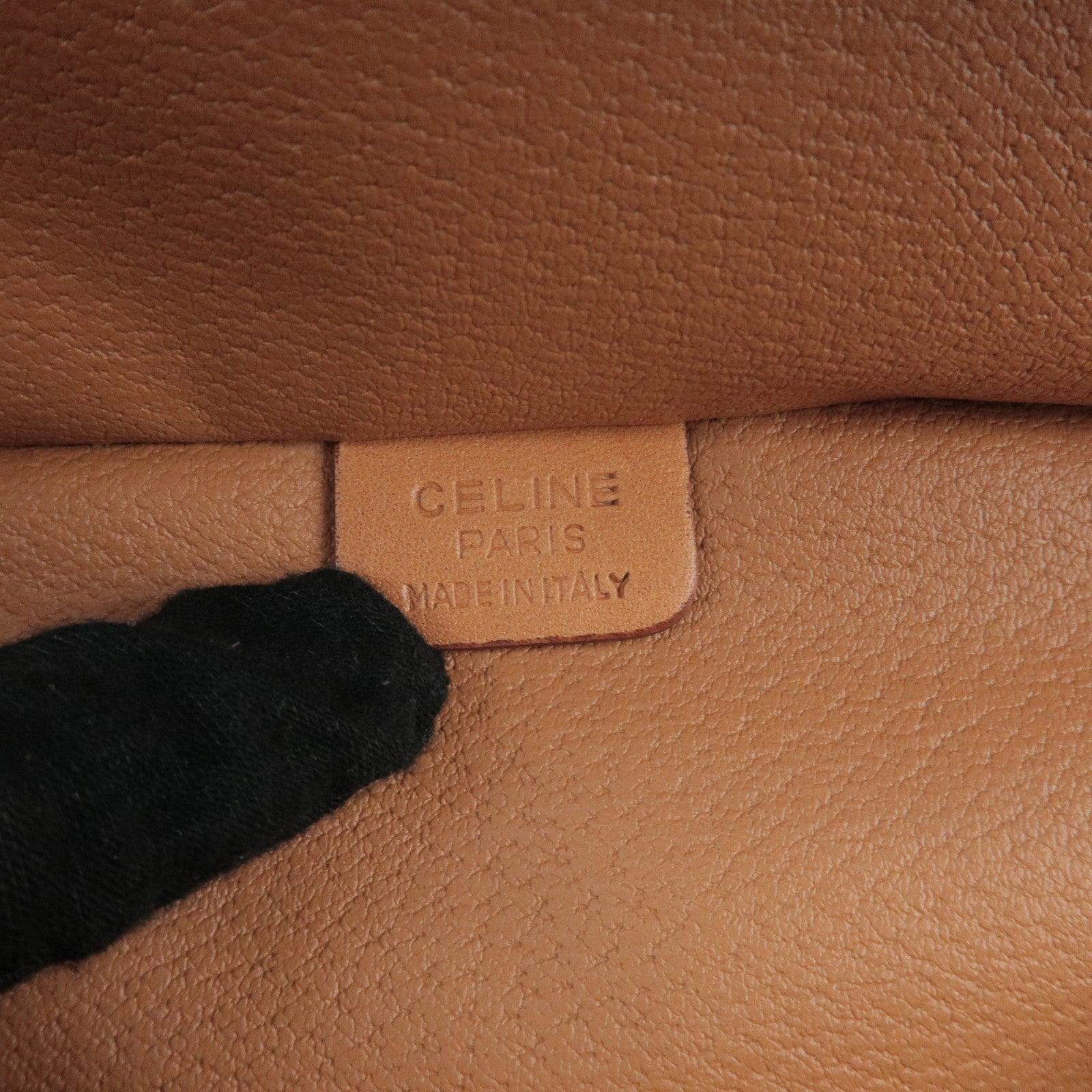 CELINE Macadam PVC Leather Hand Bag Vanity Bag Brown