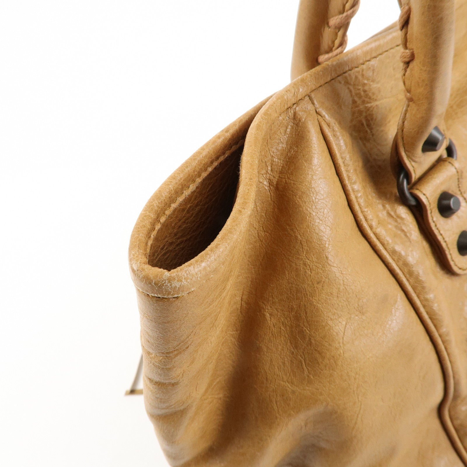 BALENCIAGA The Sunday Leather Tote Bag Hand Bag Brown 228750 Used