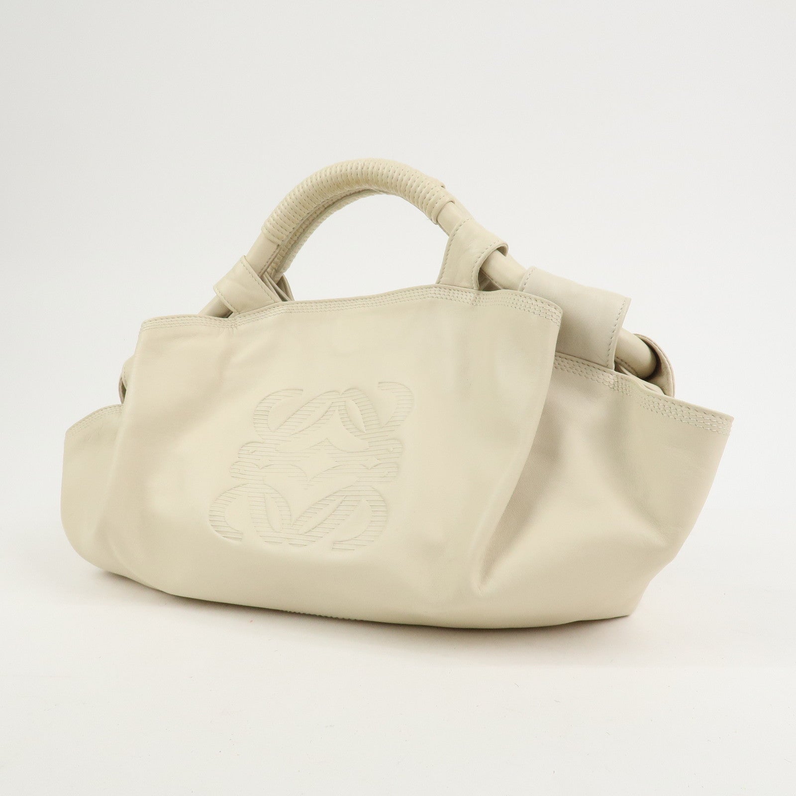 LOEWE Anagram Logo Nappa Aire Leather Hand Bag Ivory