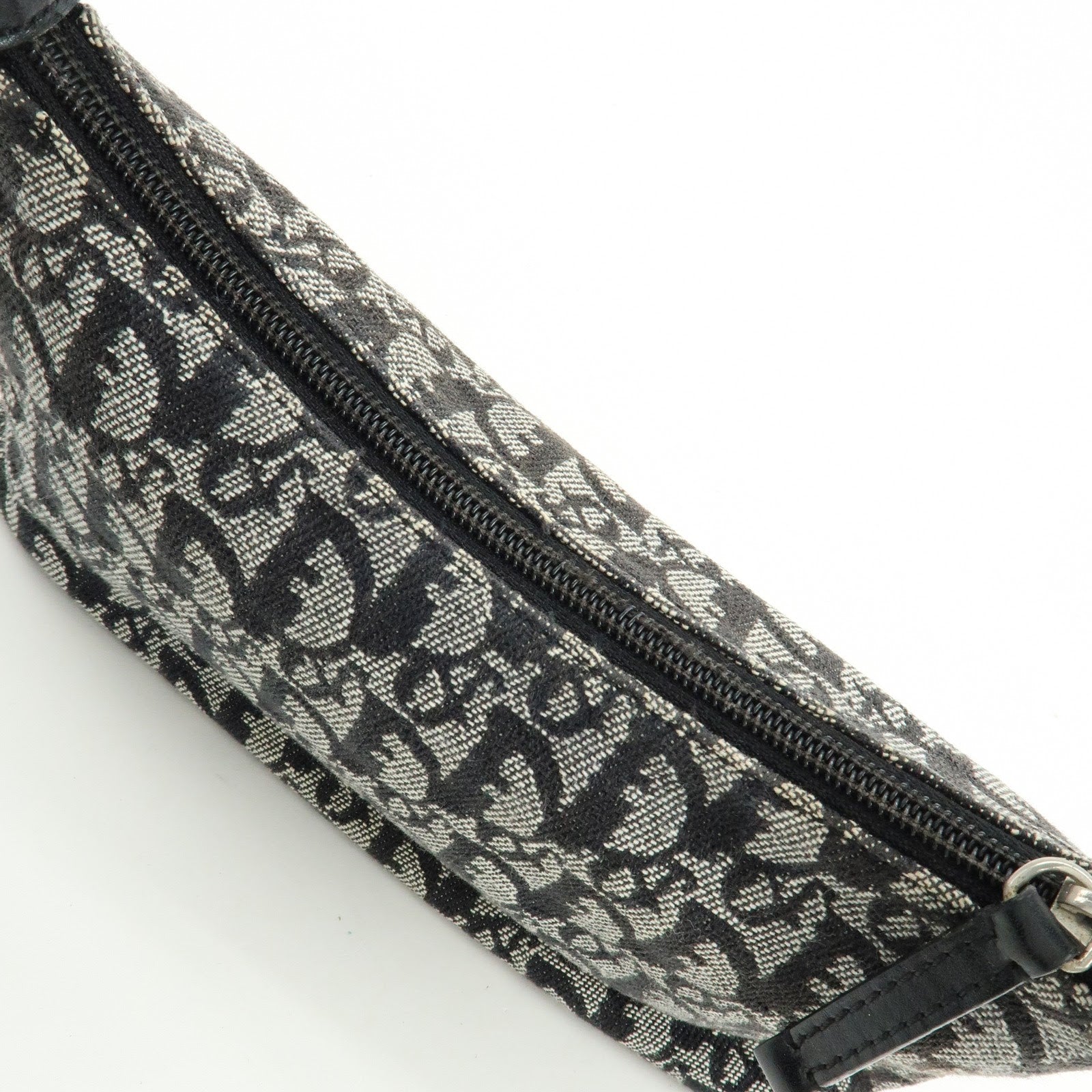 Christian Dior Trotter Jacquard Leather Shoulder Bag Black