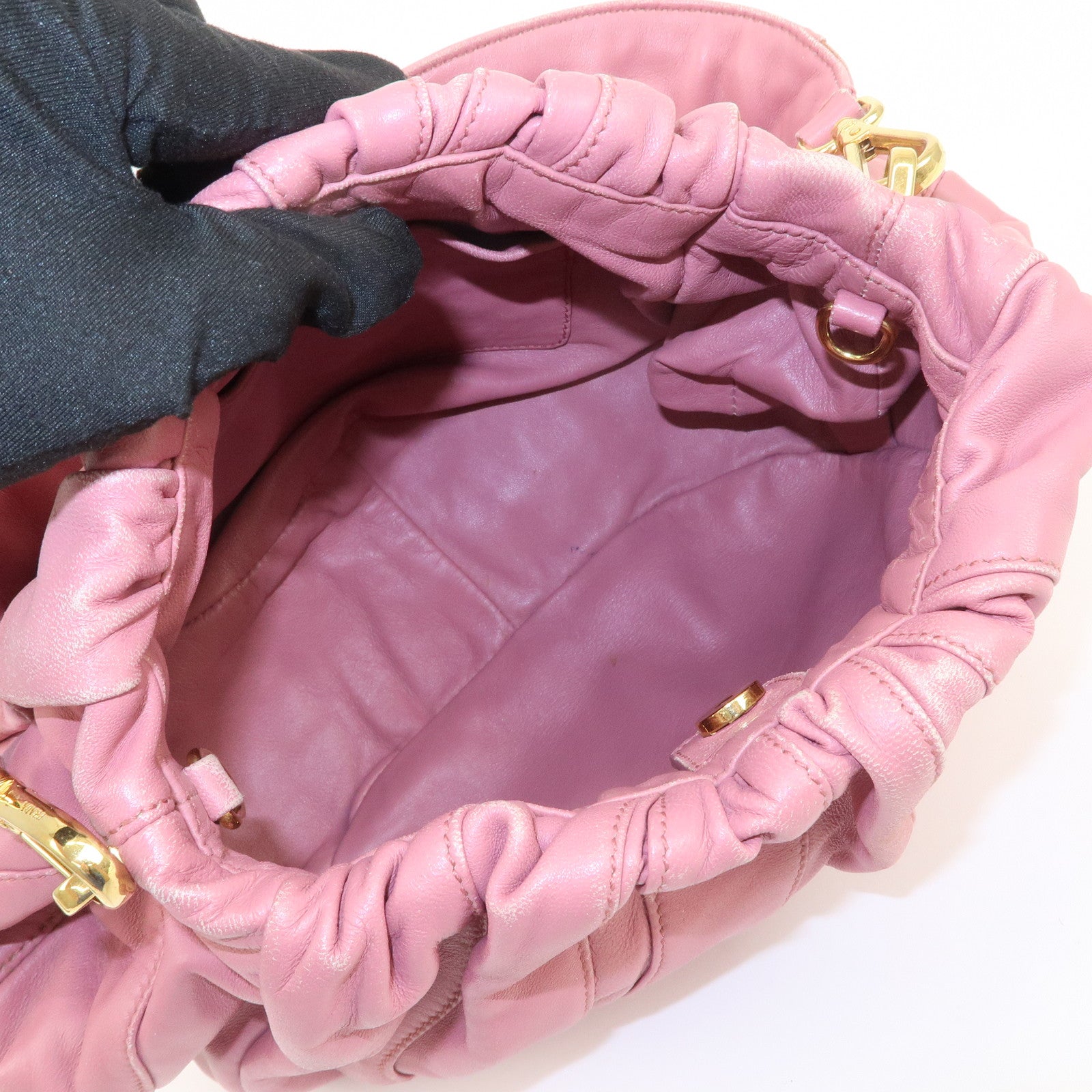 PRADA Leather 2Way Bag Hand Bag Shoulder Bag Pink BN1682