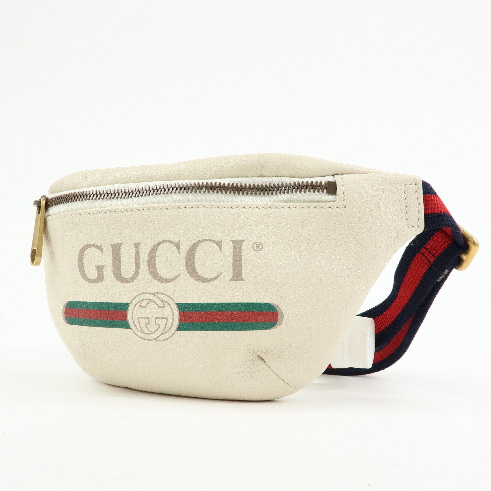 GUCCI Sherry Vintage Logo Leather Waist Pouch Body Bag Ivory 527792