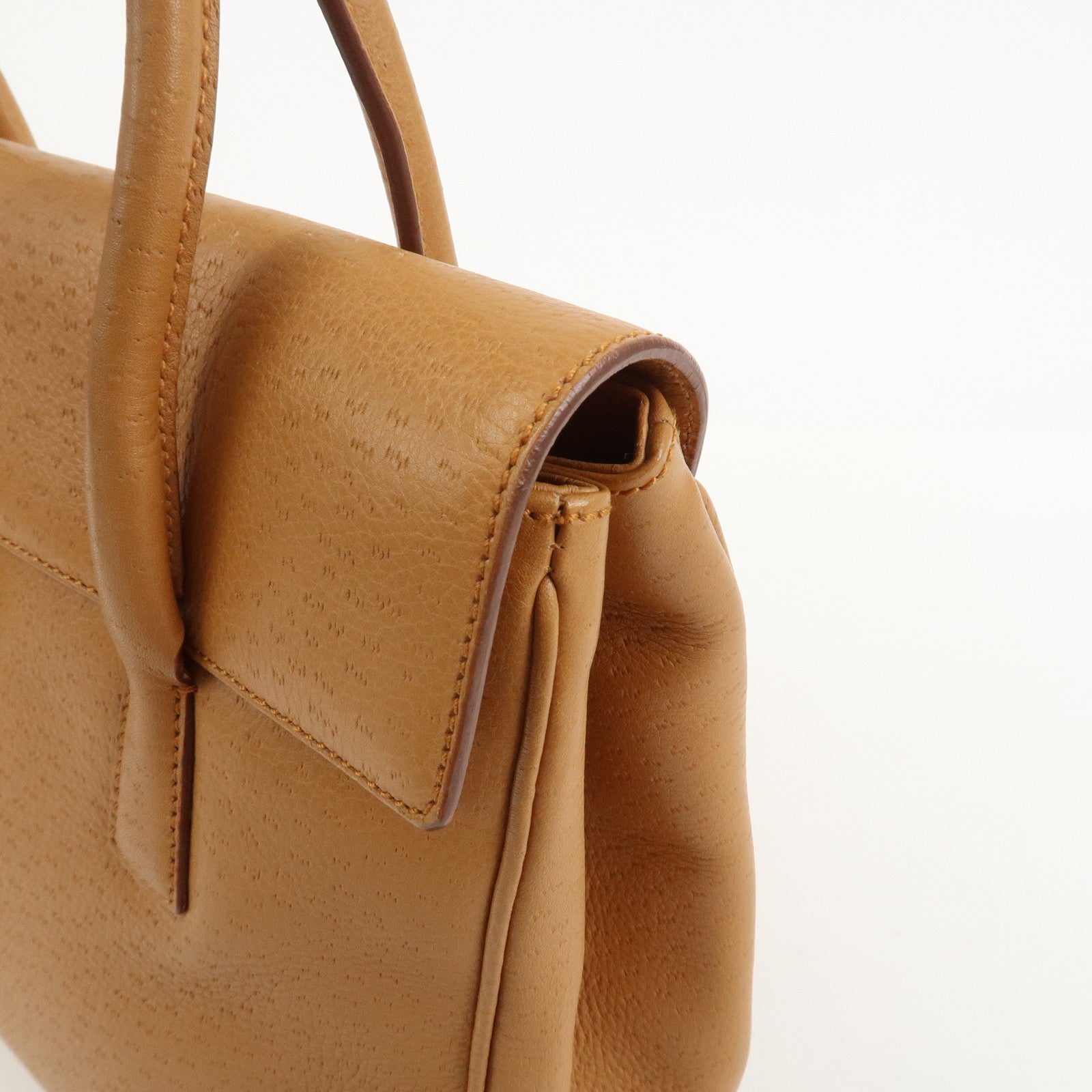 Ferragamo Gancini Leather Shoulder Bag Hand Bag Light Brown