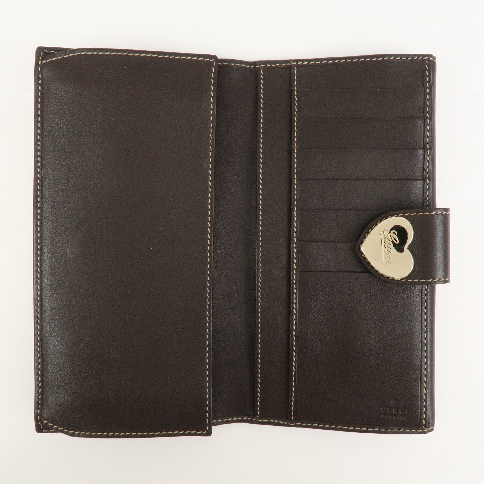 GUCCI Lovely Heart GG Canvas Bi-fold Long Wallet Beige Brown 203550