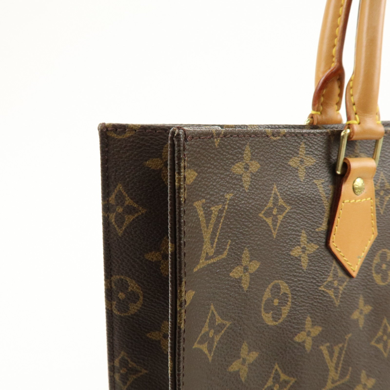 Louis Vuitton Monogram Sac Plat Tote Bag Hand Bag Brown M51140