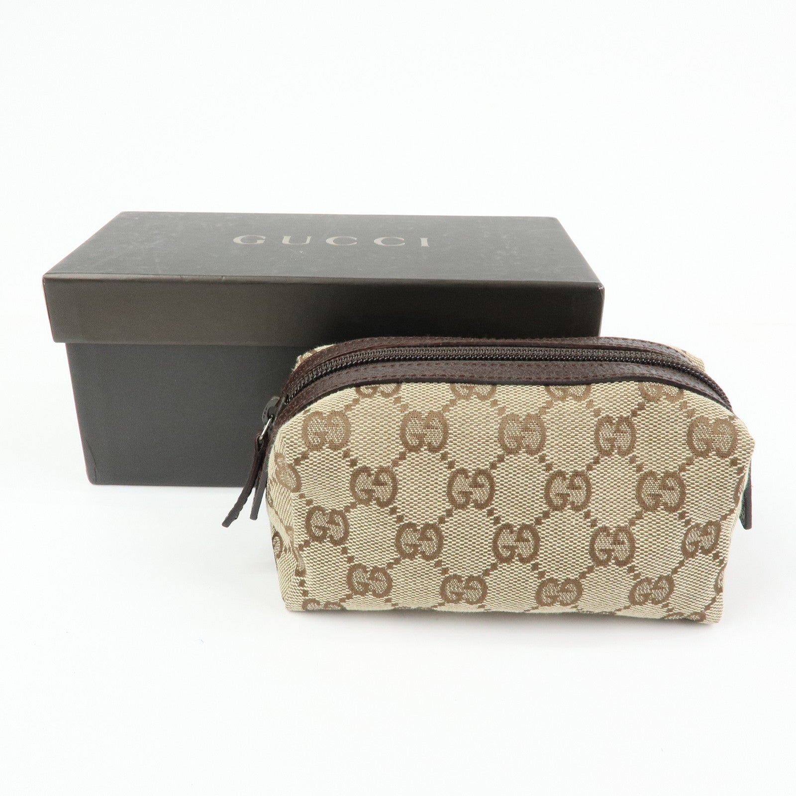 GUCCI GG Canvas Pouch Cosmetic Pouch Beige Brown 29596