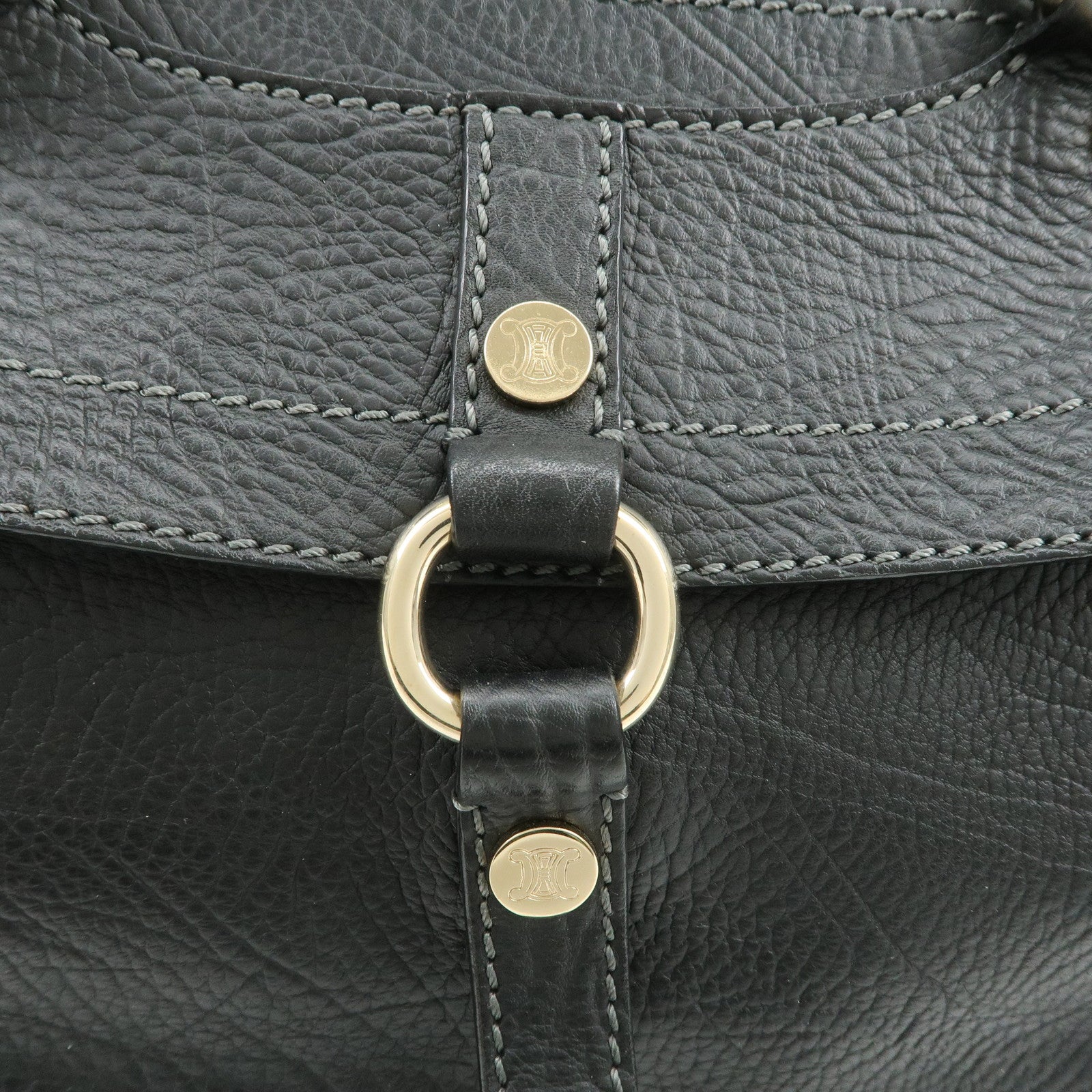 CELINE Logo Leather Boogie Bag Hand Bag Tote Bag Black