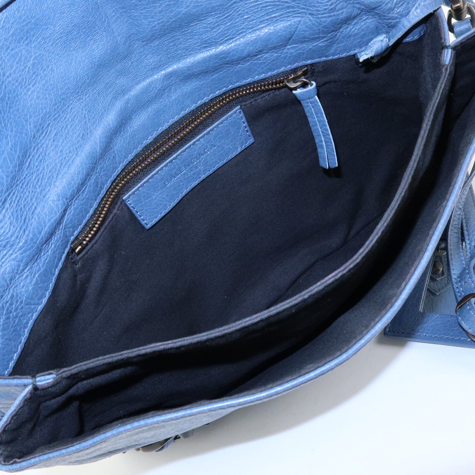 BALENCIAGA Classic Envelope Leather 2Way Shoulder Bag Blue 319376