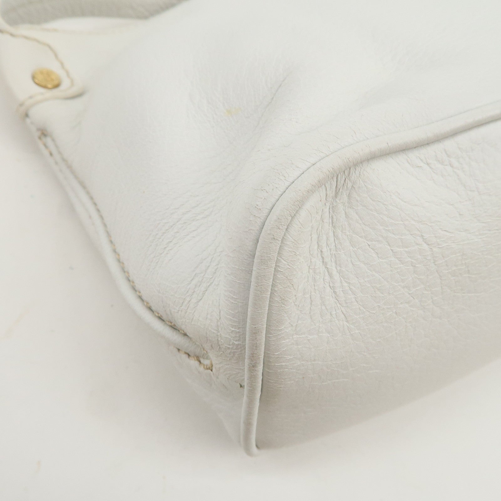 CELINE Macadam Logo Leather Shoulder Bag Hand Bag White