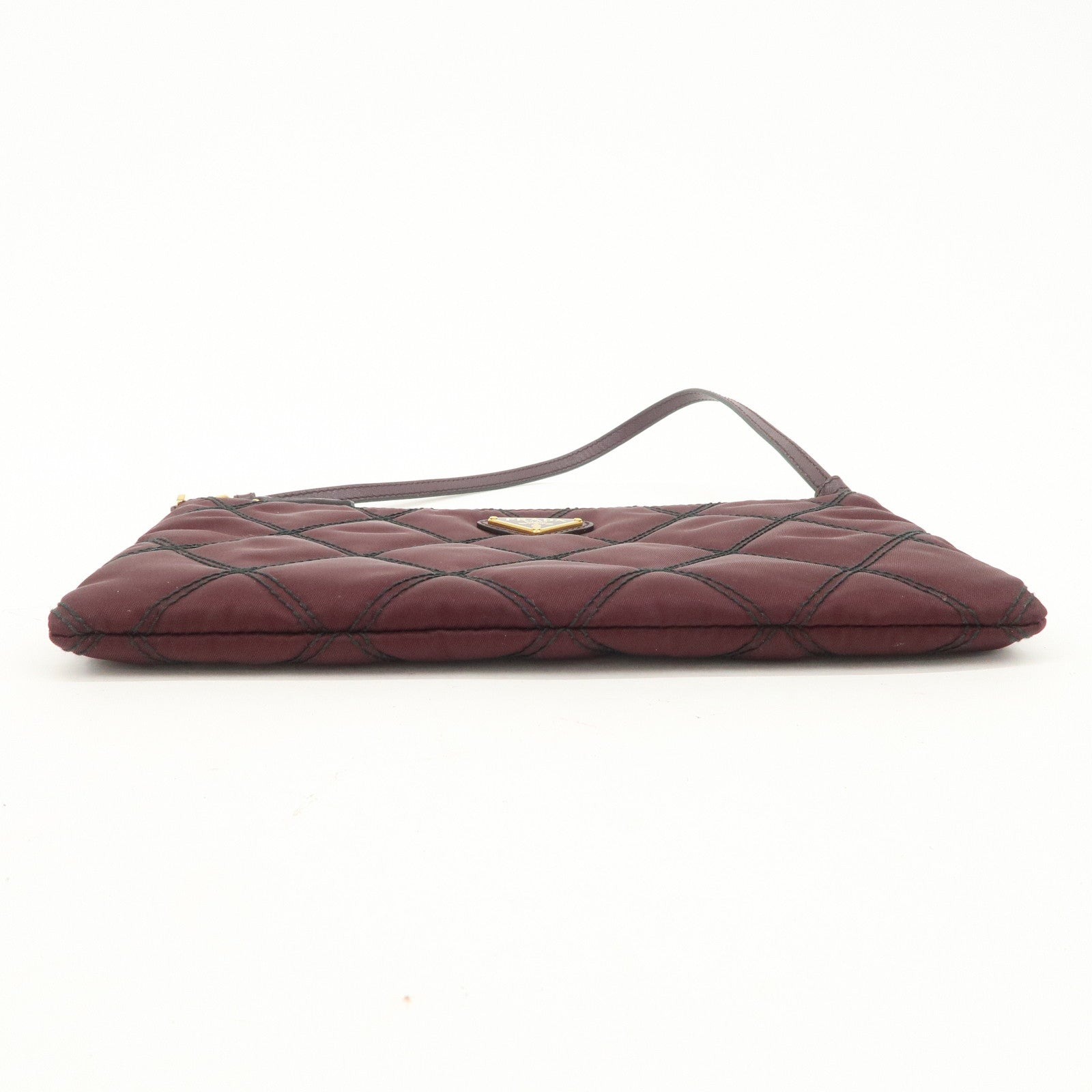 PRADA Logo TESSUTO IMPUNTU Nylon Leather Hand Bag Bordeaux 1NH545