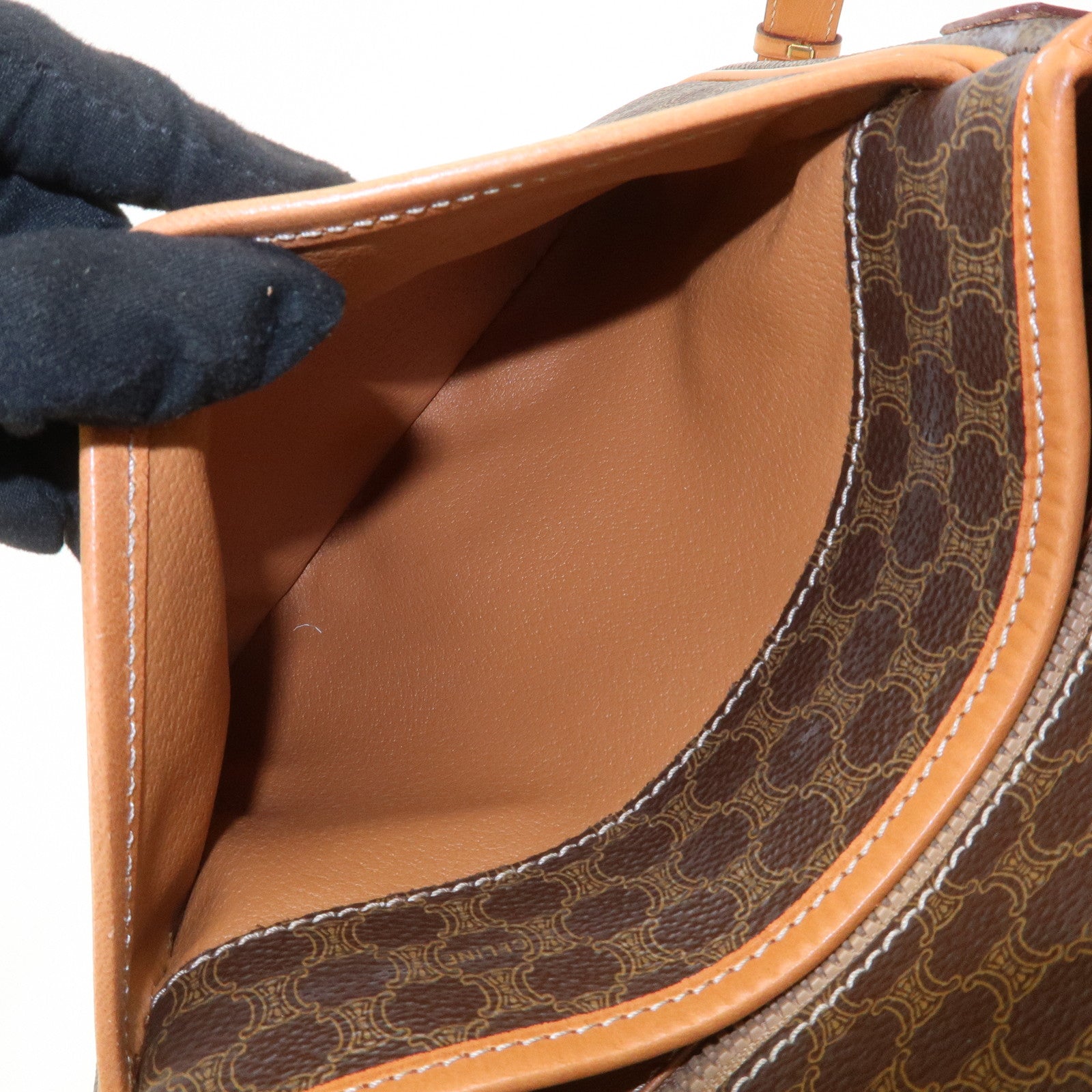 CELINE Macadam PVC Leather Shoulder Bag Crossbody Bag Brown