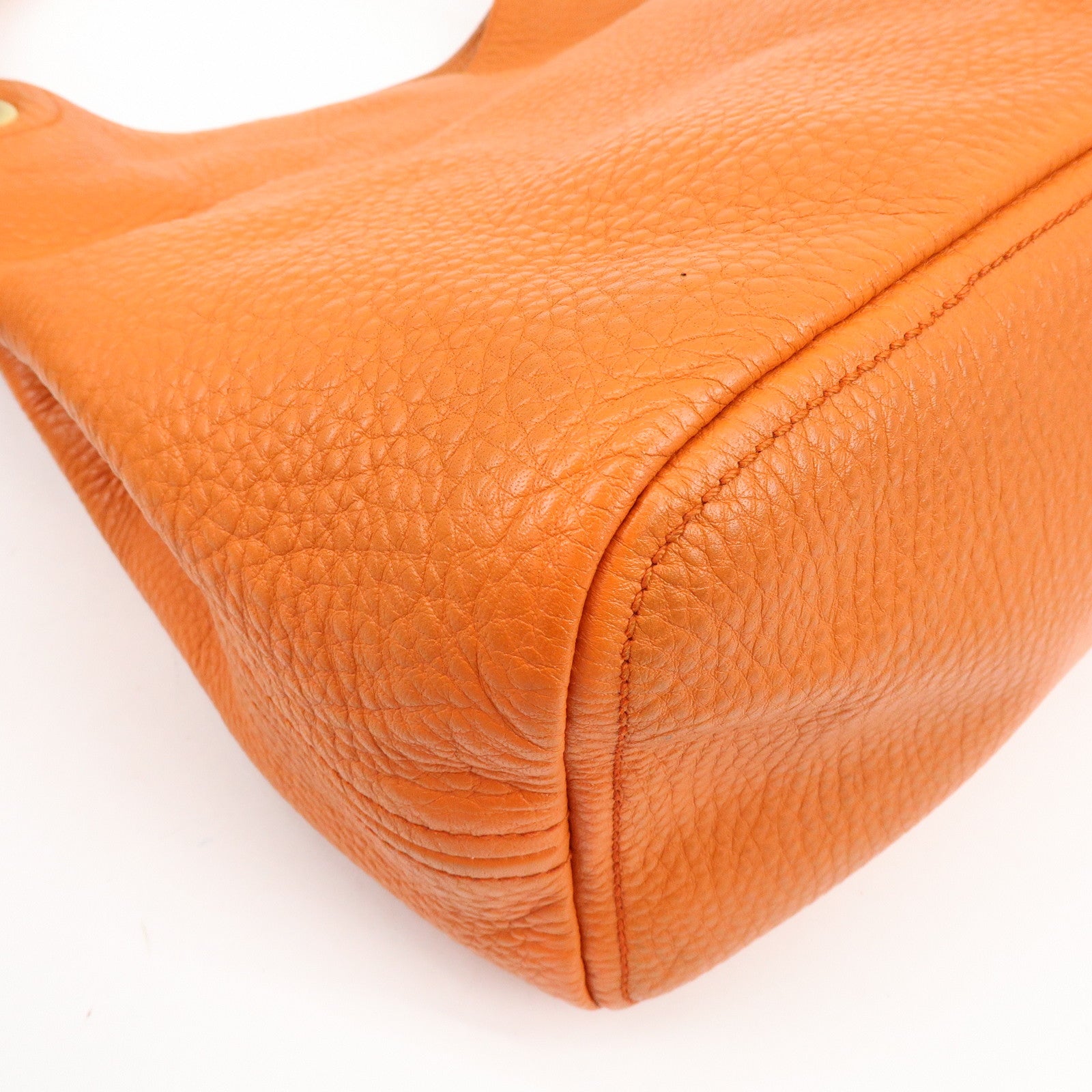 PRADA Logo Leather Shoulder Bag Tote Bag Hand Bag Orange BR4829